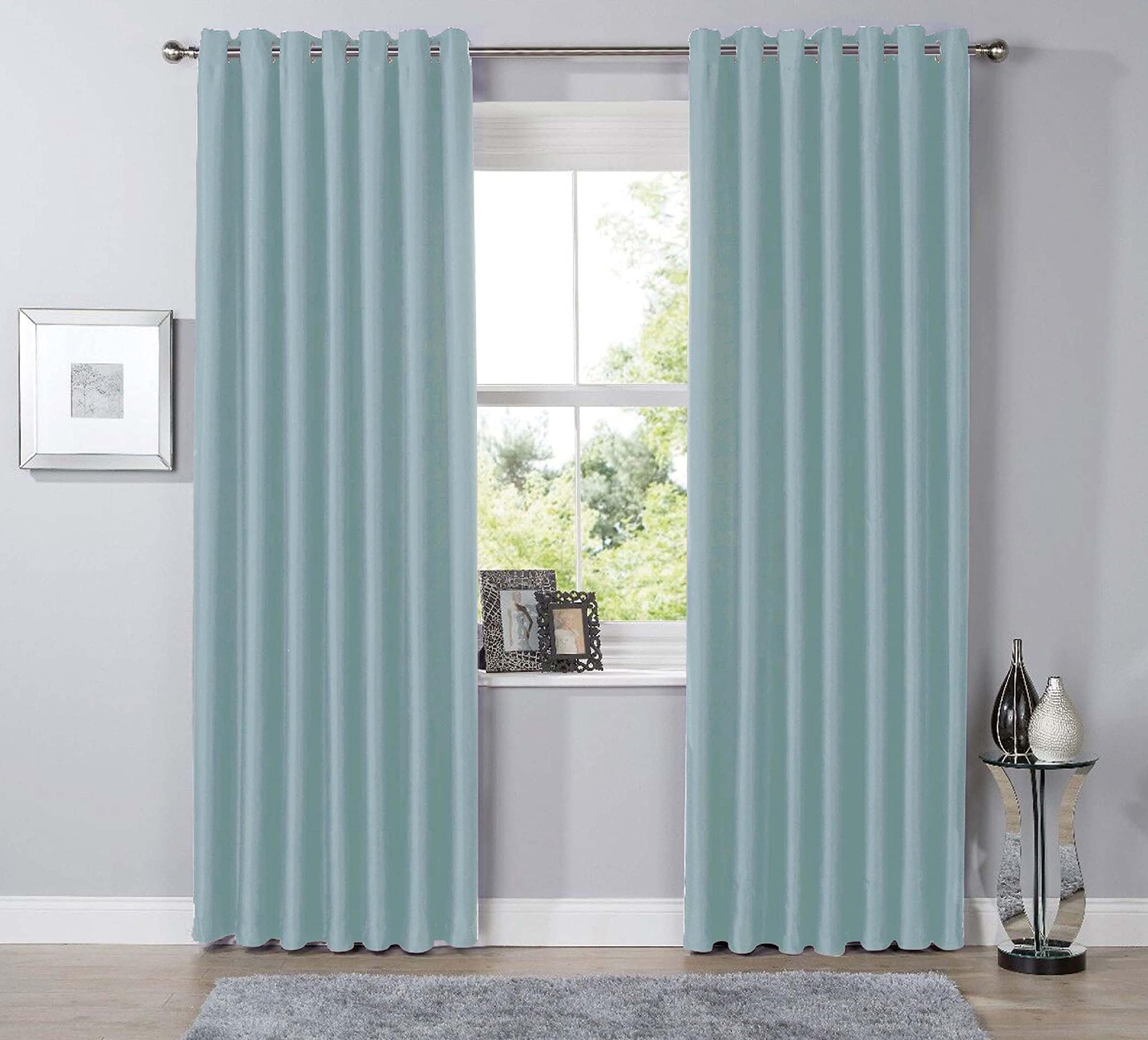Diamante Blackout Eyelet Top Curtains With Tie Backs Black Out Thermal Ring Top Luxury Curtain Pairs Window Treatment Living Room Bed Room Curtains - View #13