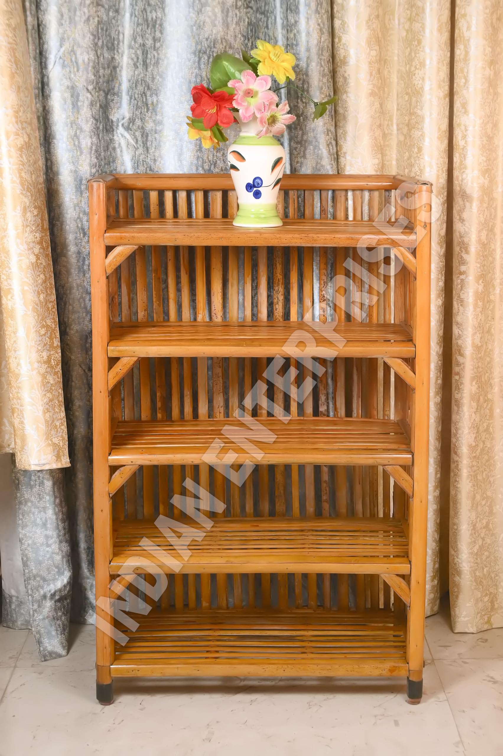 5-Tier Bamboo Shelf Rack Organizer | Eco-Friendly Wooden Storage