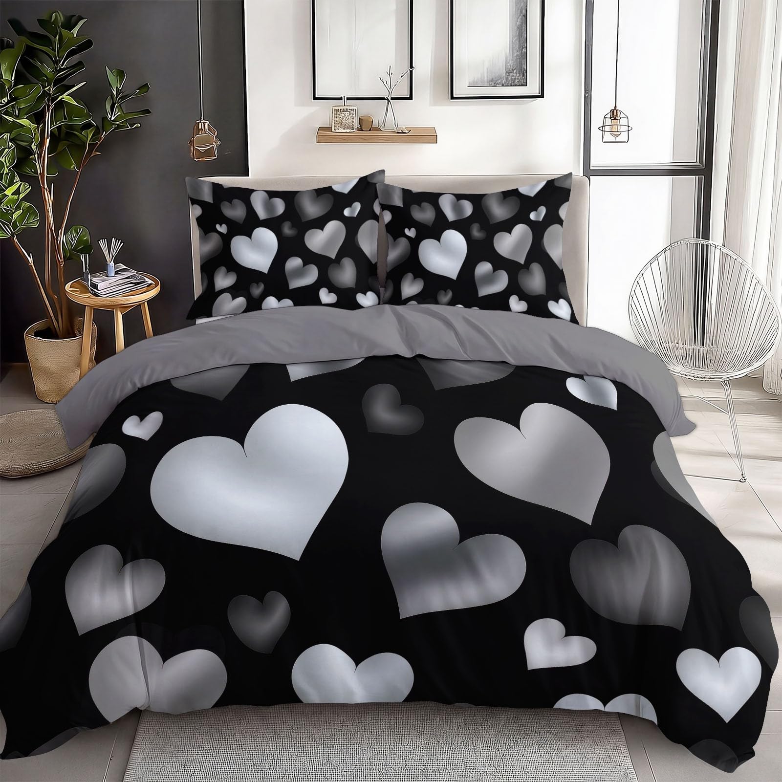 Housse de couette pour enfants adulte gris impression motif minimaliste 90x200