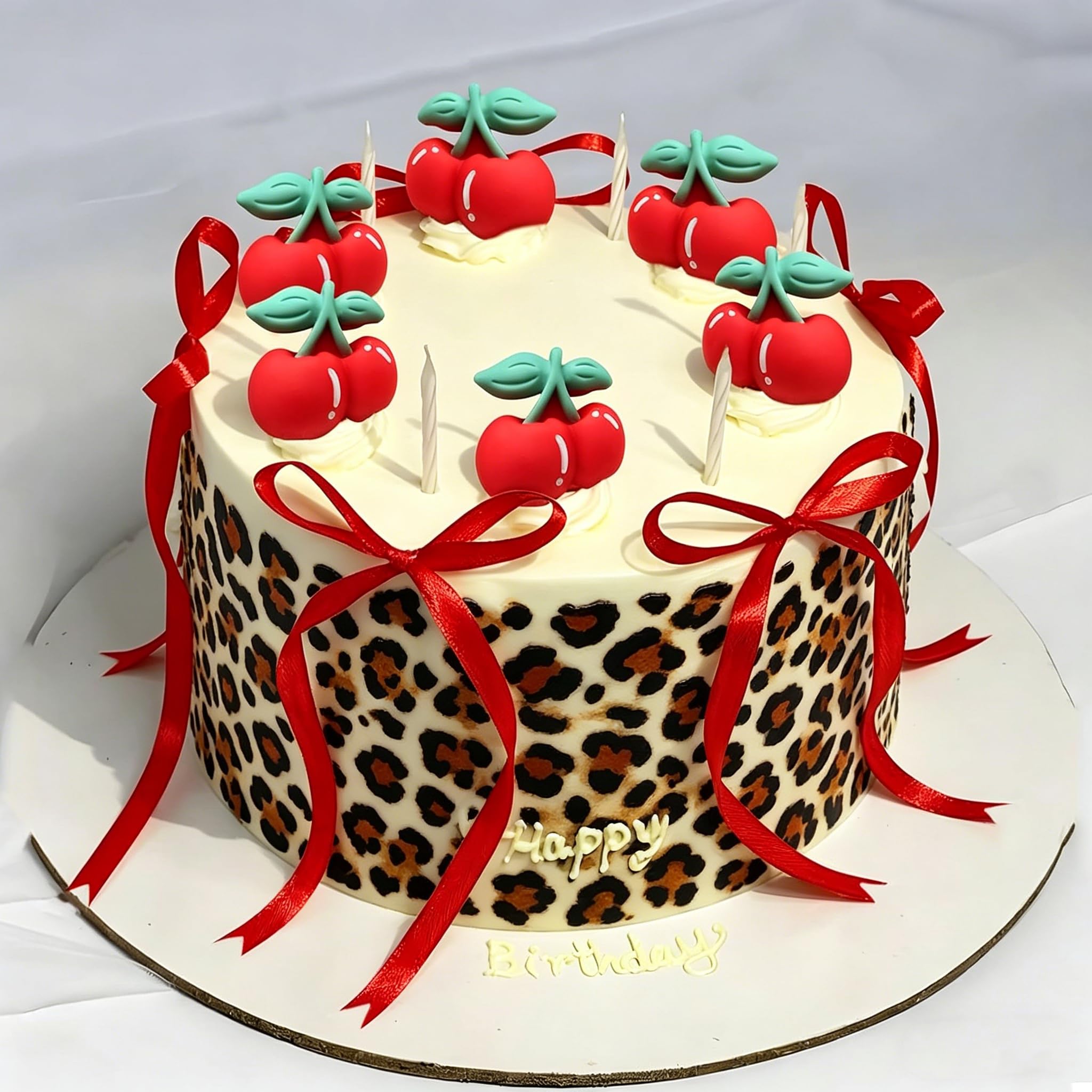 Cherry Cake Decorations and Bow Cake Toppers Cherry Party Decorations Bowknot Ribbons Coquette Bow Cake Dessert Picks for Decorations Bridal Baby