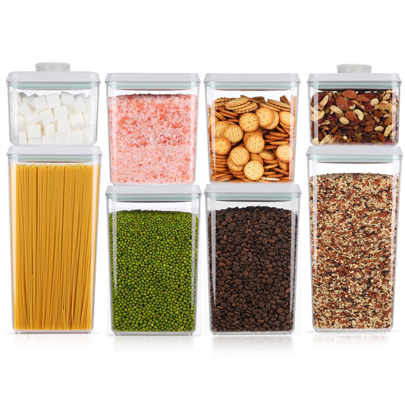 Photo 1 of Melovom 8 Pcs Pop Food Storage Containers Airtight Food Storage Containers Set with Lids Kitchen Pantry Organization and Storage, 3.4Qt, 2.8Qt, 2.1Qt, 1.2Qt
