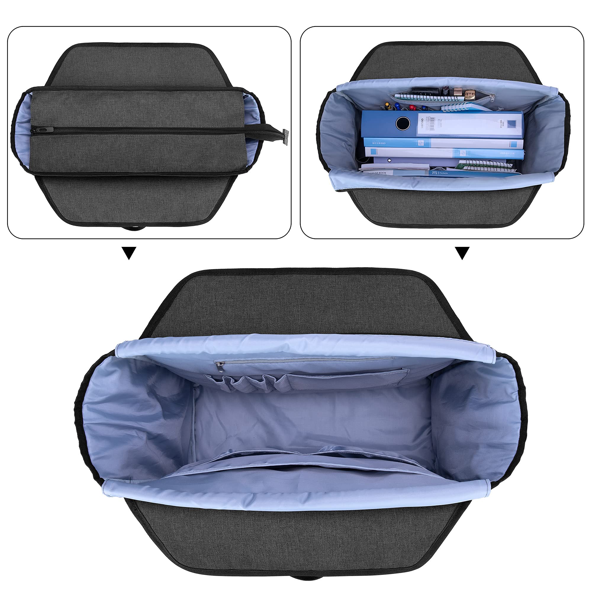CURMIO Bolsa de Trabajo para Profesora Mujer con Funda para Laptop, Negro | Correa de Hombro Desmontable, Varios Bolsillos, para Profesores/ Enfermeras/ Universidad/ Negocios, Sólo Bolsa
