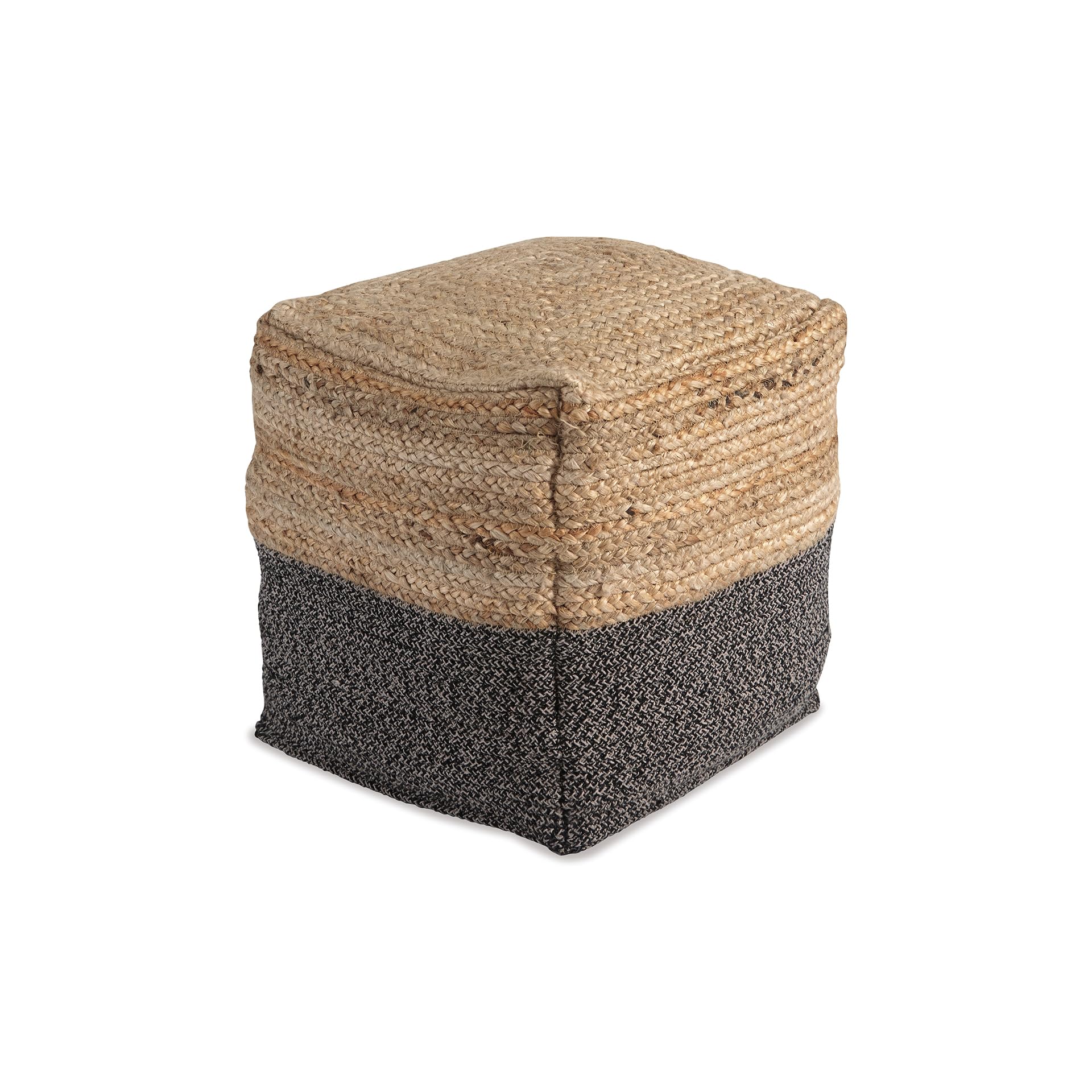 Signature Design by Ashley Sweed Valley Farmhouse Jute Braided Pouf, 17.5 x 20.25 inches, Natural & Black-picture-10
