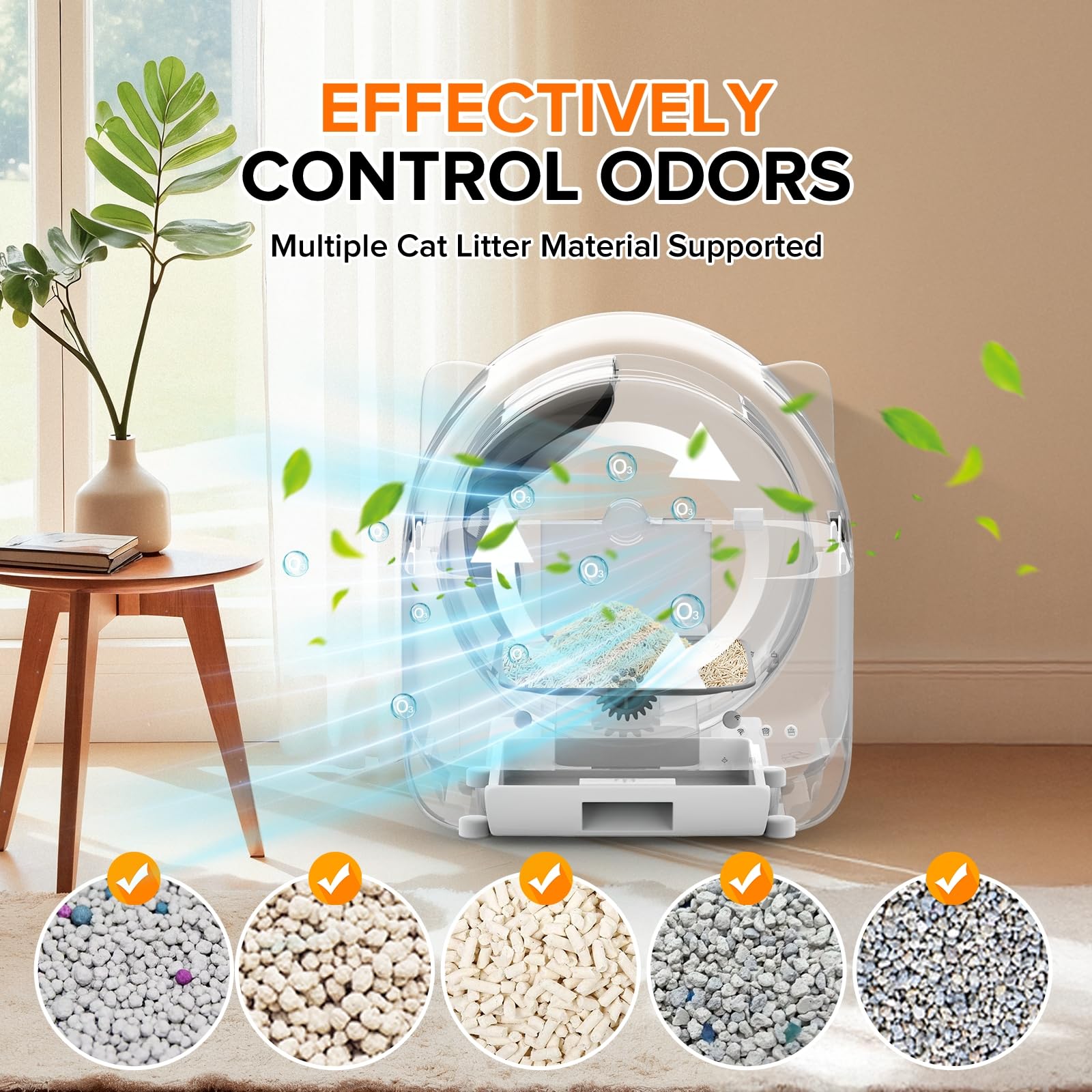 Self Cleaning Litter Box, Large Capacity Automatic Cat Litter Box Self Cleaning for Cats - App Control Safety Protection with Trash Bags, Deodorizer and Cleaning Brush