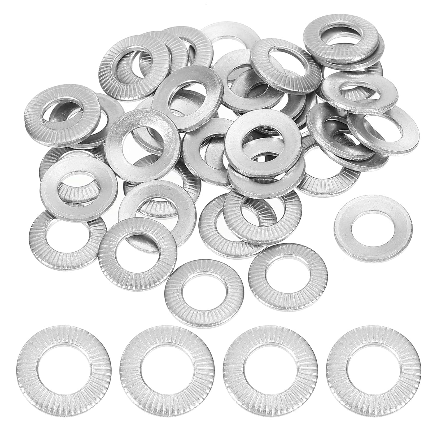 PATIKIL 304 Stainless Steel Flat Washers, 50 Pack M12x24mm Belleville Spring Disc Washer Conical Knurled Metric Gasket for Automotive Industrial Construction