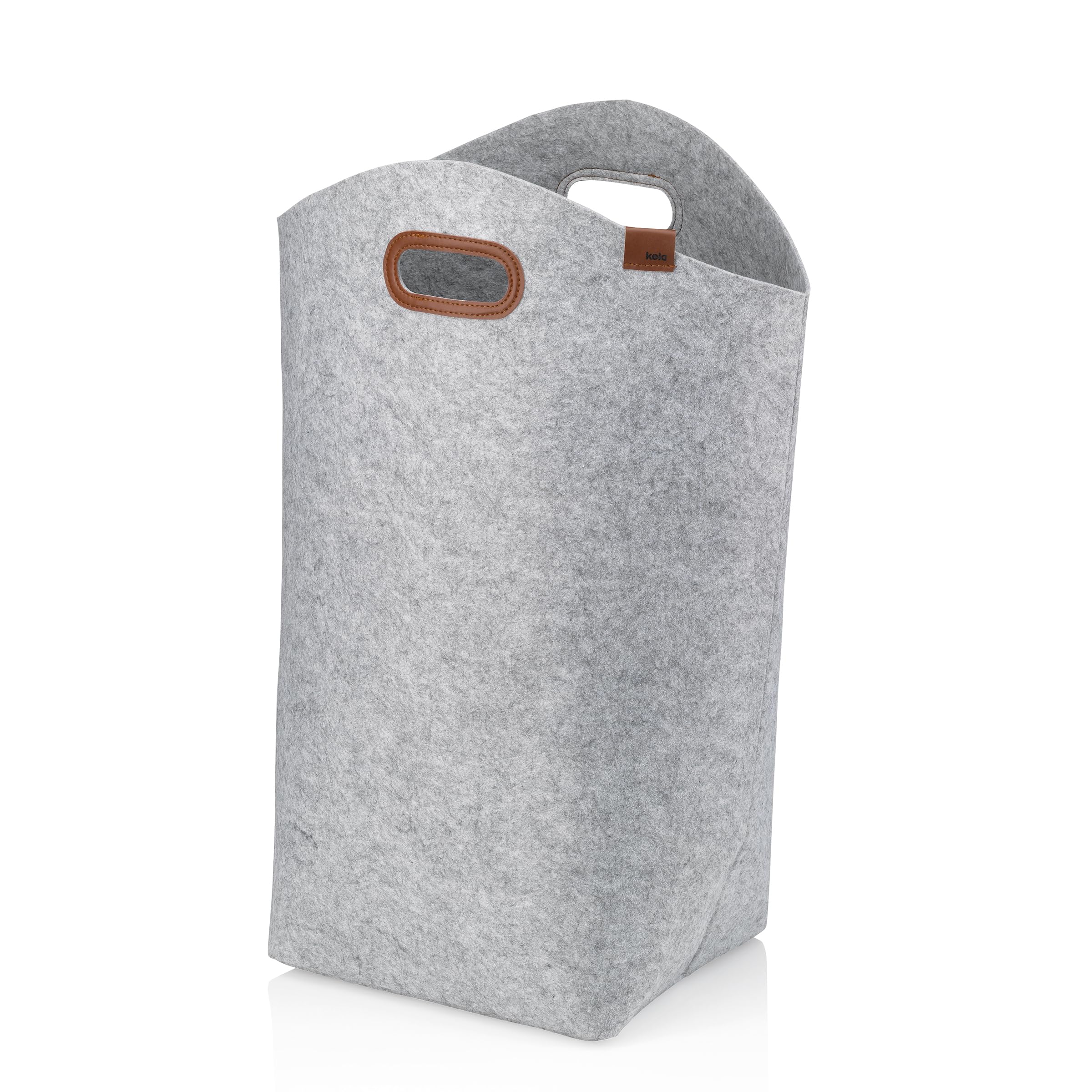 kela felt laundry bag foldable, Laundry Baskets, laundry collector 61 cm, FAY, reinforced handles, light grey