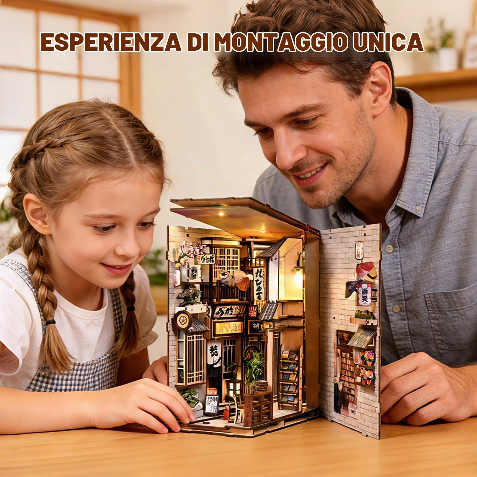 DIY Book Nook Kit Booknook Casa Miniatura Book Nook Japan | Puzzle 3D Legno per adulti & adolescenti – decorazione creativa per libreria – Regalo Natale & compleanni