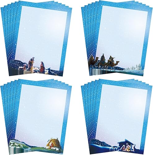 48 hojas de papel estacionario de Navidad de 8.27 x 11 pulgadas, papel de impresora de papel de carta de Navidad, papel de escritura, papel membrete