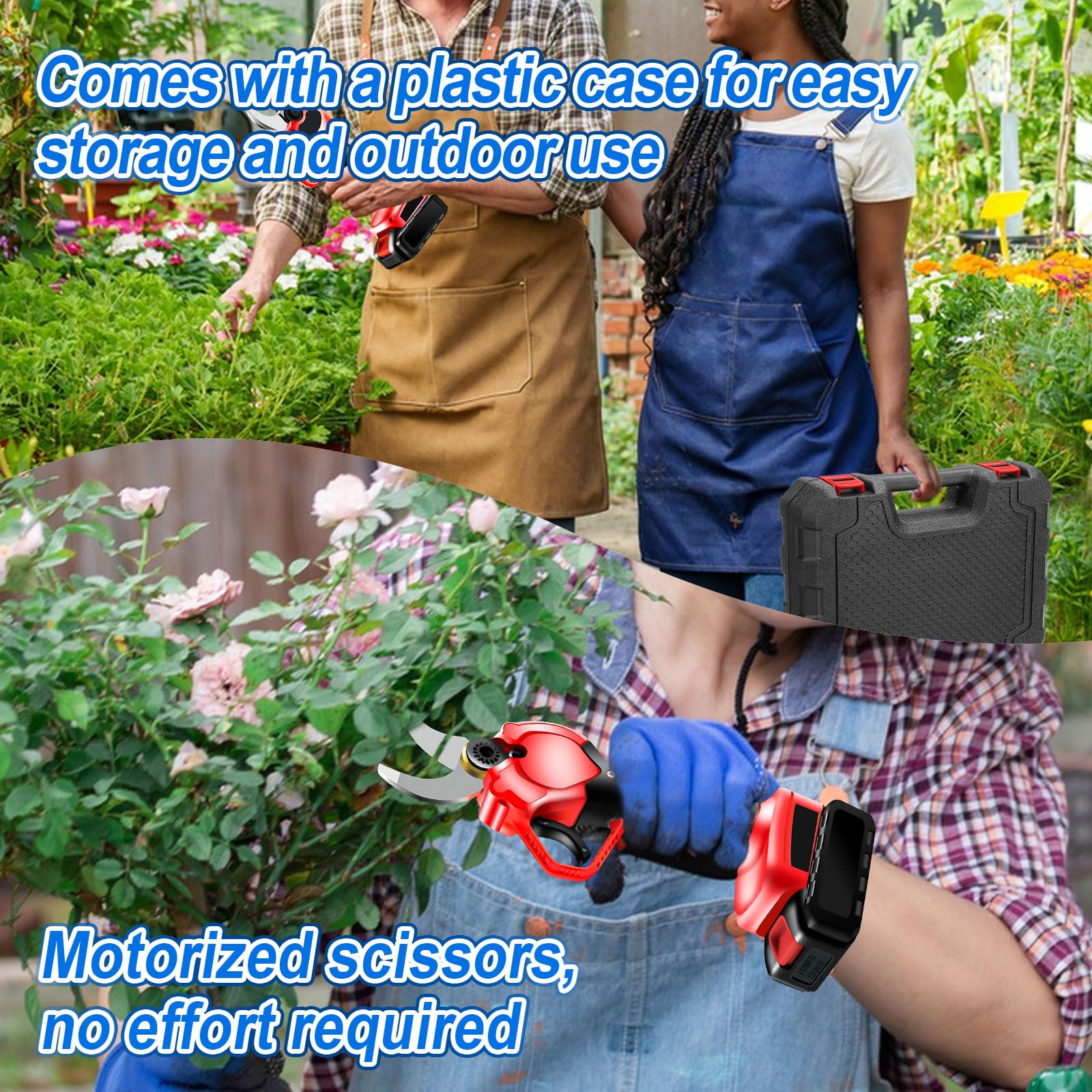 Sécateur électrique sans fil 40 mm, 21 V, moteur sans brosse, lames SK5 avec verrouillage de sécurité, sécateur à batterie pour arbres fruitiers, jardins, branches
