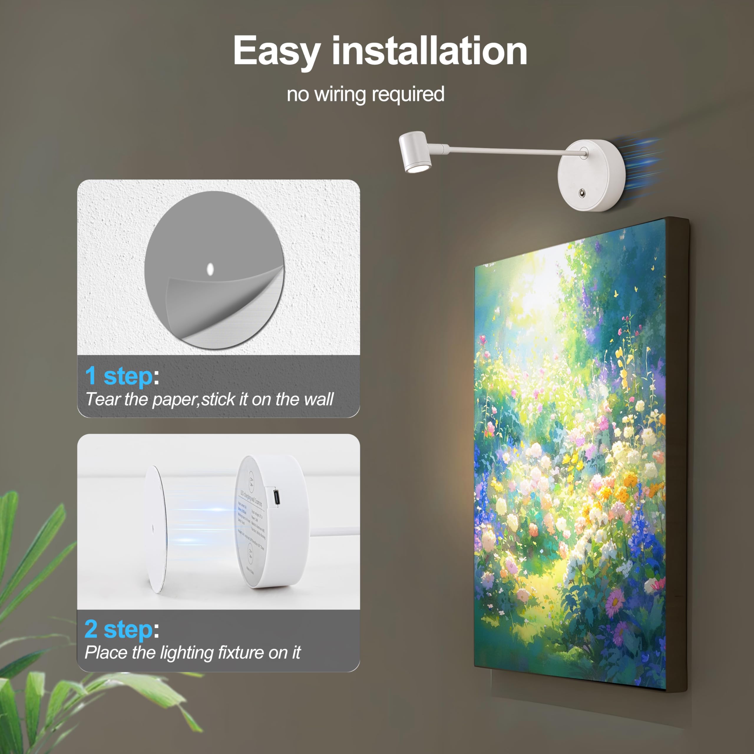 エレクトリックアートギャラリー　LED 足付き Amazon.co.jp : Ziqili ホワイト ピクチャーライト 壁用 電池式 充電式