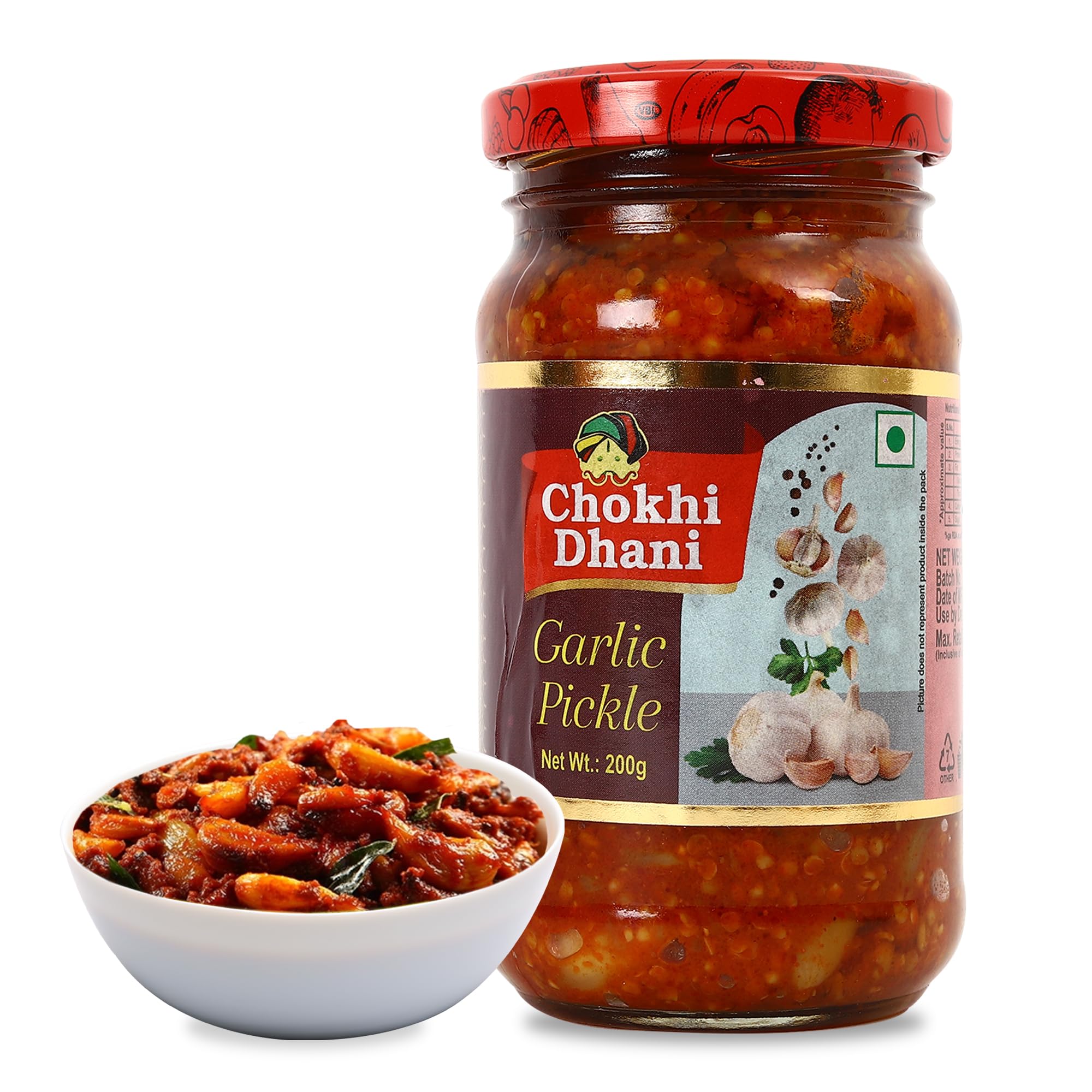 Chokhi Dhani Garlic Pickle 200g | Lehsun Ka Achar | Mustard Oil Indian Pickle | No Preservatives | No Artificial Flavours | Homemade Style | Veg 4
