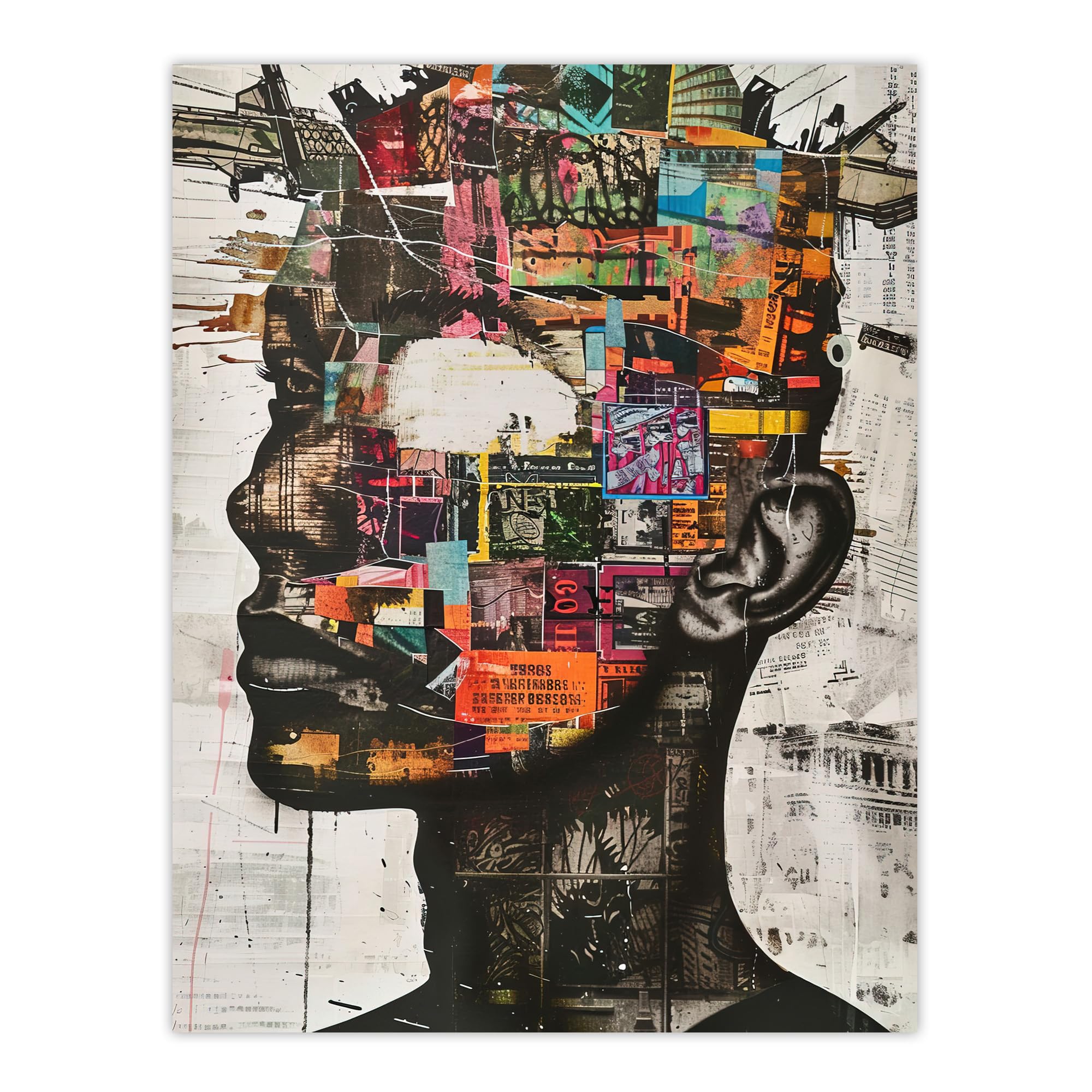 Artery8 Modern Art Punk Portrait Collage Bold Statement Living Room Extra Large XL Wall Art Poster Print