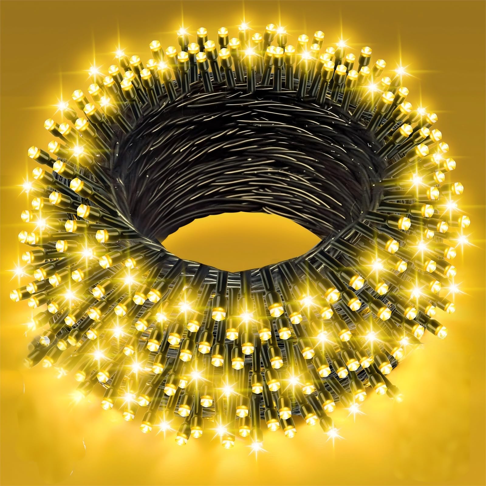 Luces Navidad Exterior Árbol LED - Guirnalda 60M 600 LED Blanco Cálido