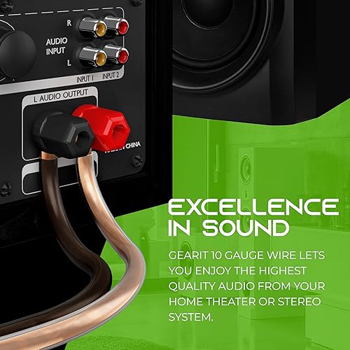 Miniatura 6 de GearIT Cable de altavoz de calibre 10 (100 pies), aluminio revestido de cobre, alambre de cobre de calibre grueso CCA para estéreo, sonido