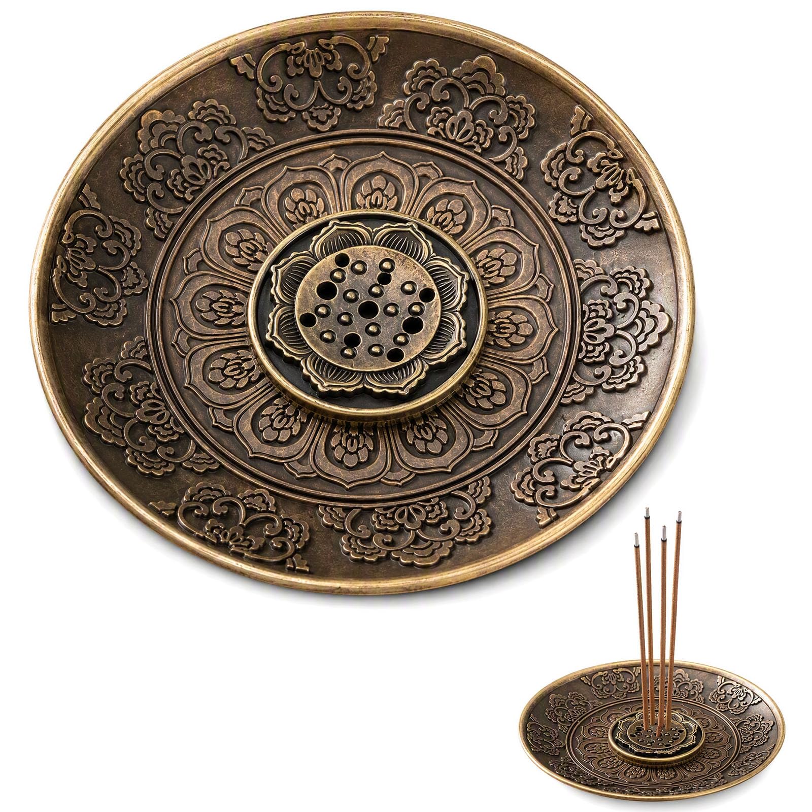 Incense Holder Burner, Ash Catcher Stick Holder Metal Alloy Decor
