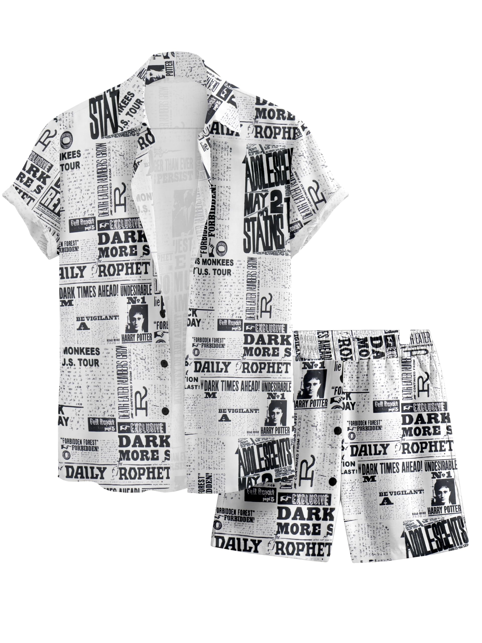 Men's Daily Prophet Newspaper Print Night Suit Set