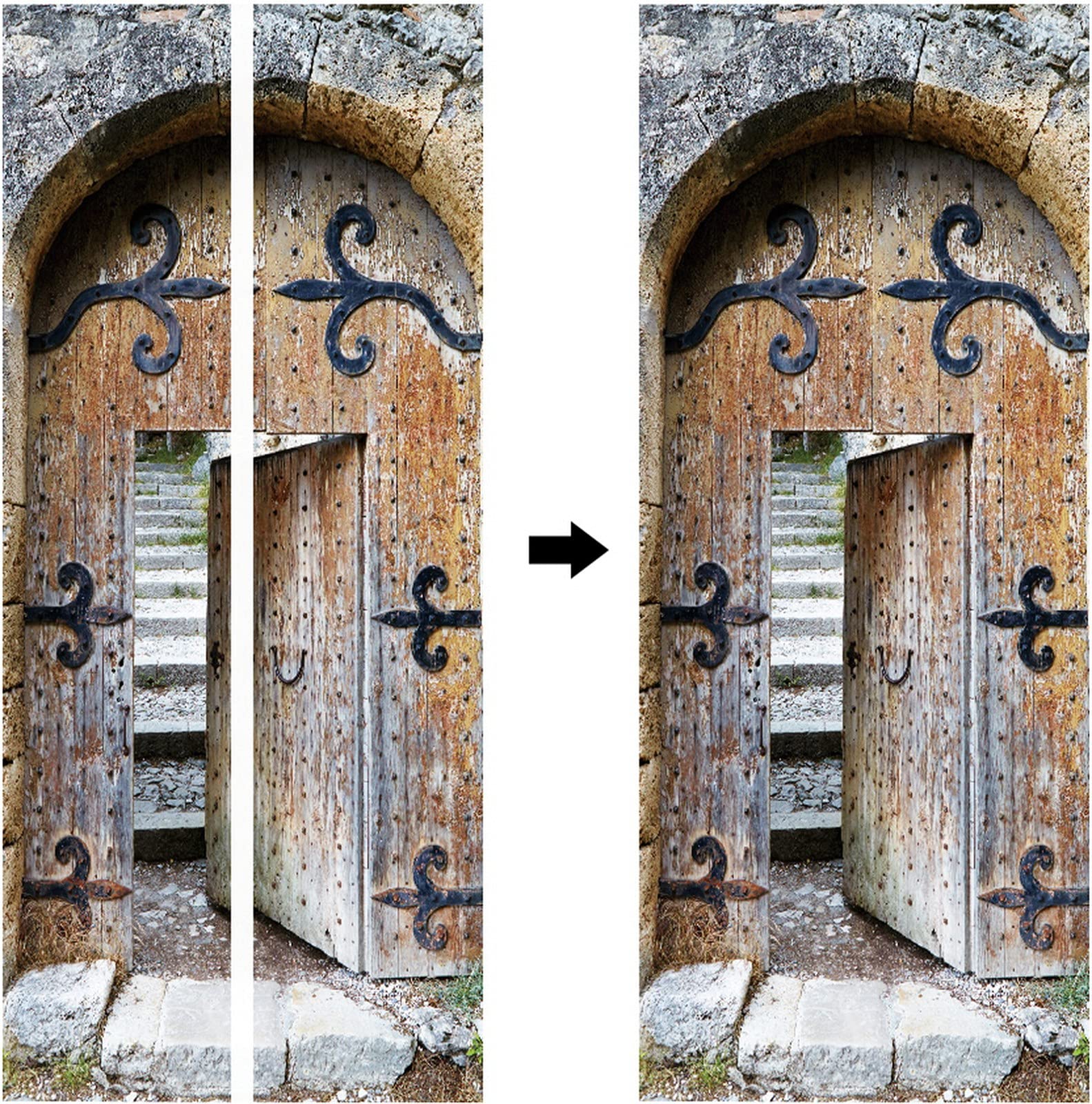 Adesivo Murale 3D Arco In Pietra - Decorazione Porte Interno, 95x215cm, PVC Rimovibile - Foto 12