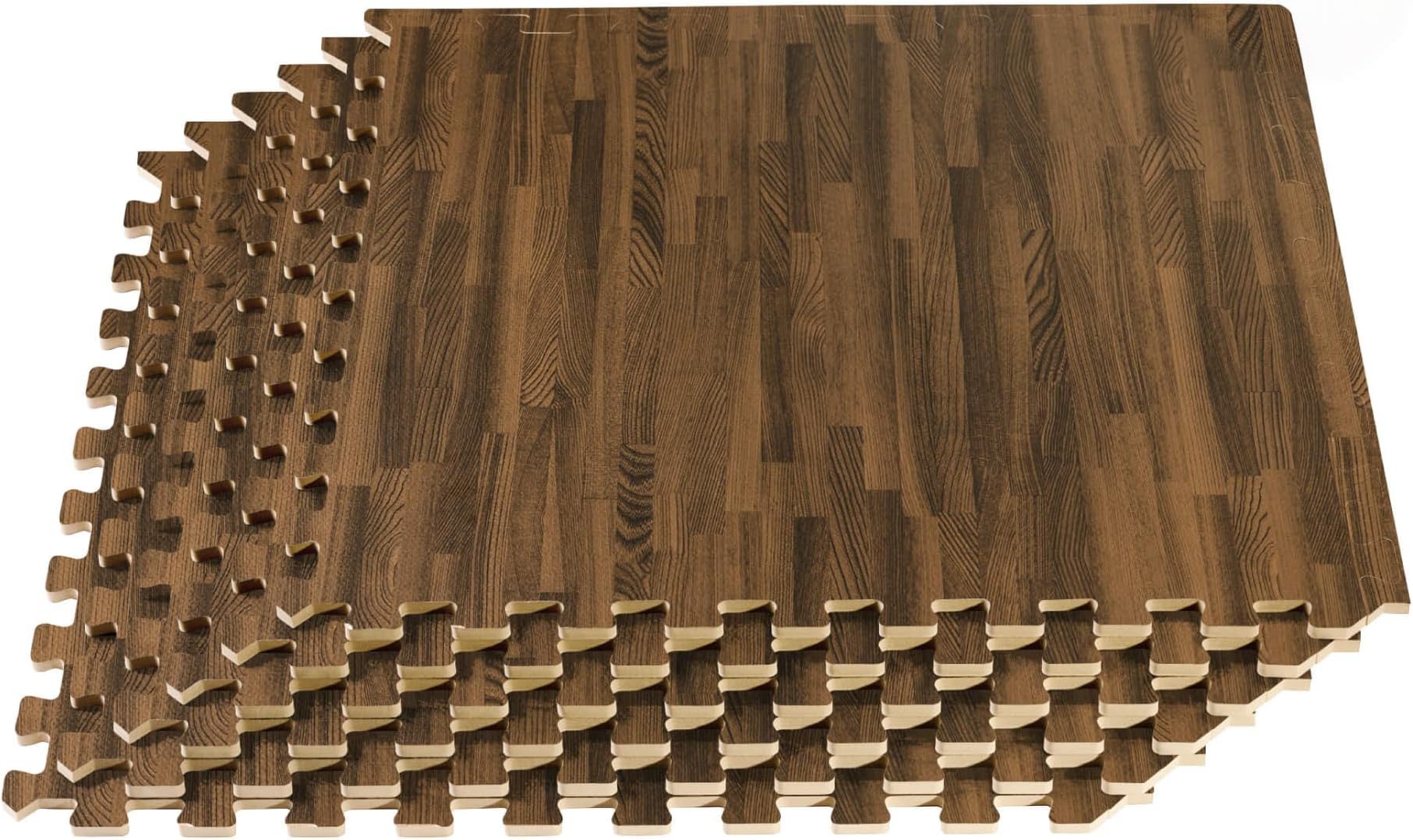 Forest Floor Farmhouse 3/8 Inch Thick Printed Foam Tiles, Premium Wood Grain Interlocking Foam Floor Mats, Anti-Fatigue Flooring – Stylish Flooring Solution