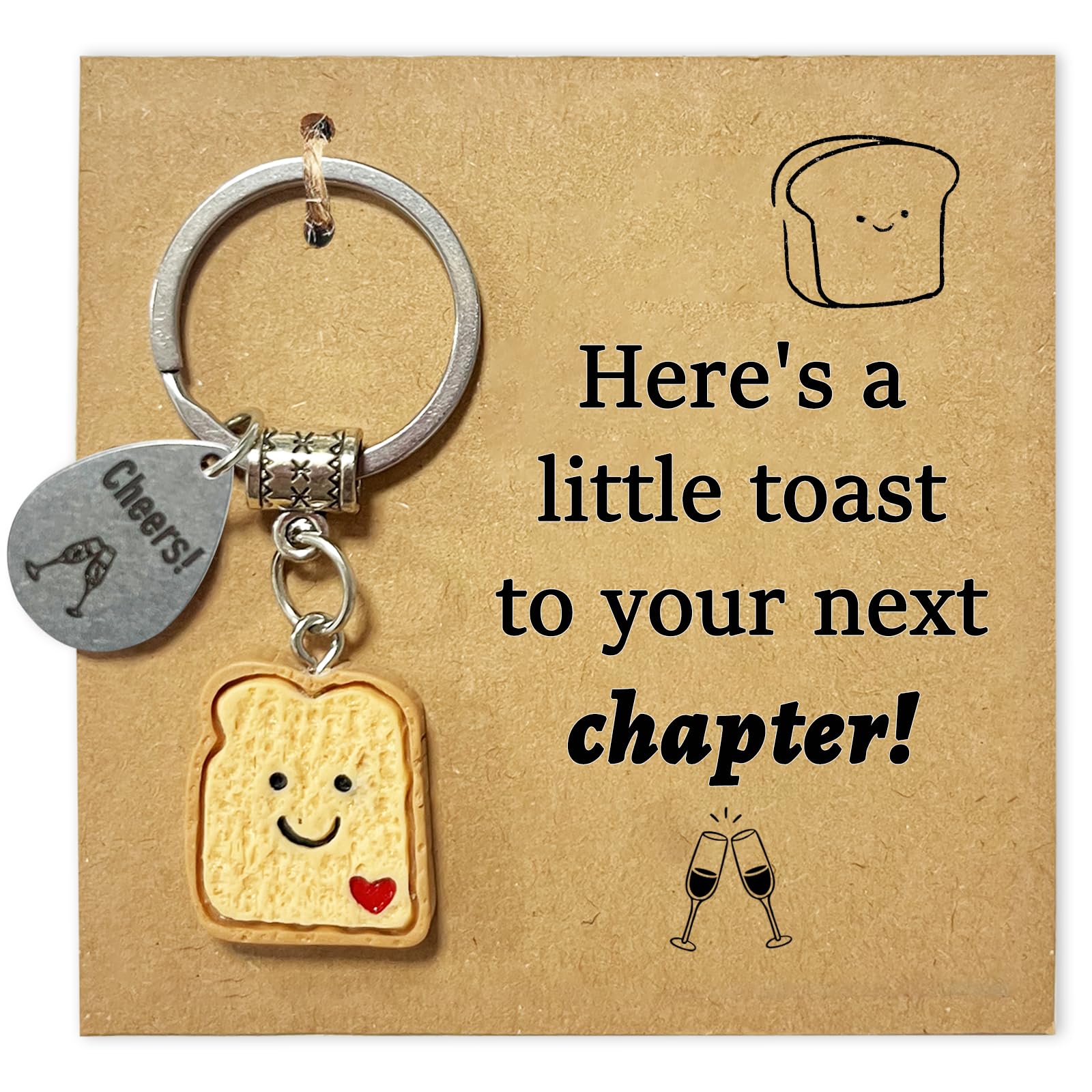 Phiomuue Unisex Next Chapter Simulation Bread Toast Keychain For Women, New Beginnings Gift, New Job Gifts For Women, Cute Goodbye Gifts,Divorce Gifts, Good Luck Keyring, Congratulations Present For Coworkers