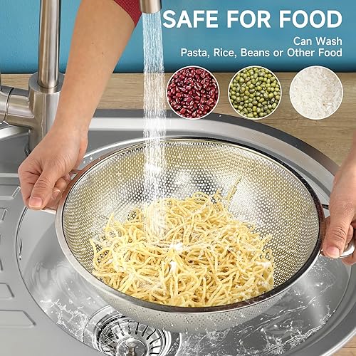 Miniatura 9 de Colador para cocina, 3 cuartos de galón, colador de acero inoxidable con asa para frutas, verduras, cocinar alimentos, apto para lavavajillas
