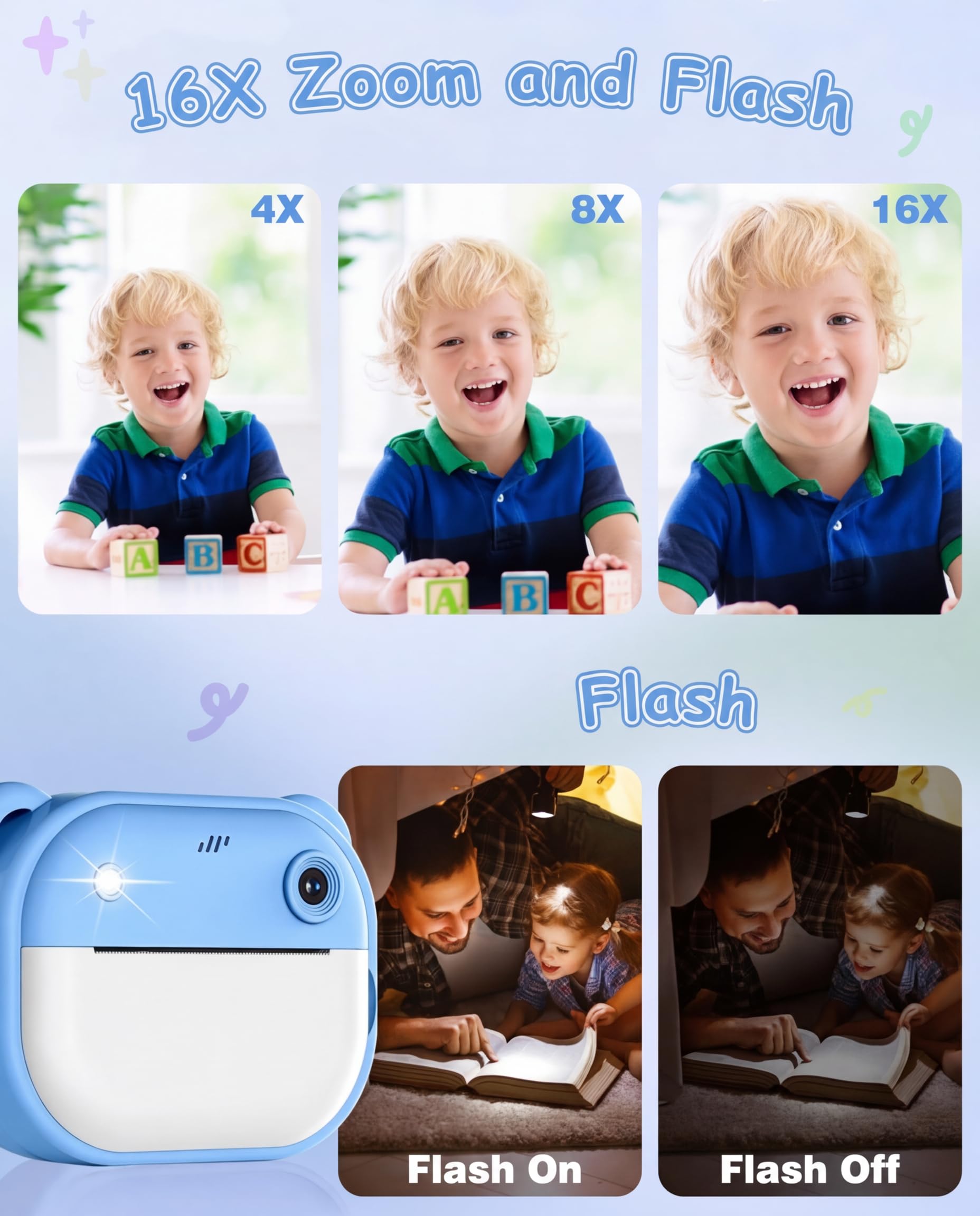 Cámara instantánea para niños, 1080P de doble lente, cámara instantánea para niños, pantalla de 2 pulgadas, con tarjeta de 32 GB y papel de impresión, regalos de cumpleaños para niños de 3 a 12 años