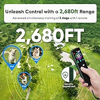 Vista 3 de Collar de choque para perro con 10 niveles de pitido, 2680 pies, 4 modos, collar eléctrico de entrenamiento para perros con control remoto, Verde