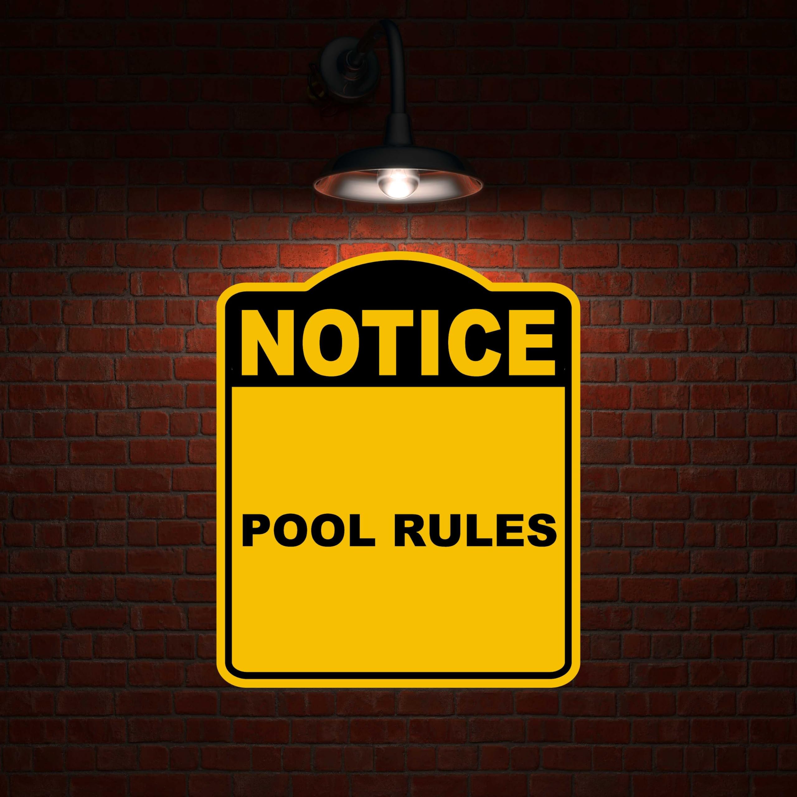 POOL RULES Notice Yellow Black Aluminum Composite Sign 20 x 24 inches