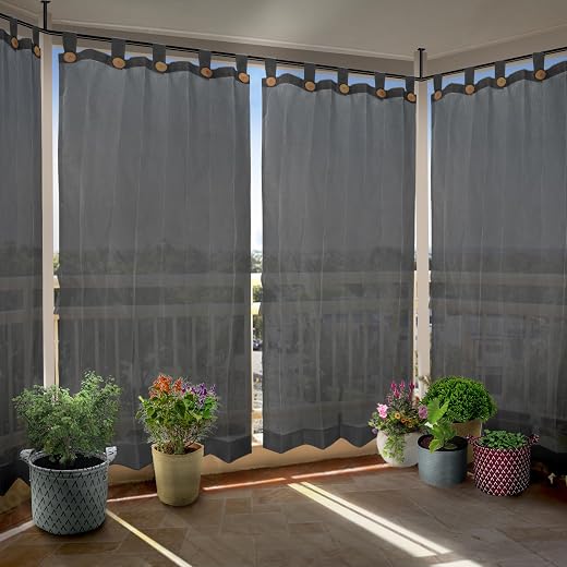 HIPPO HDPE Outdoor Loop Curtains Sun Blocking, UV Protection, Light-Filtering for Garden Balcony Curtain, 150 GSM (MM-Gre...