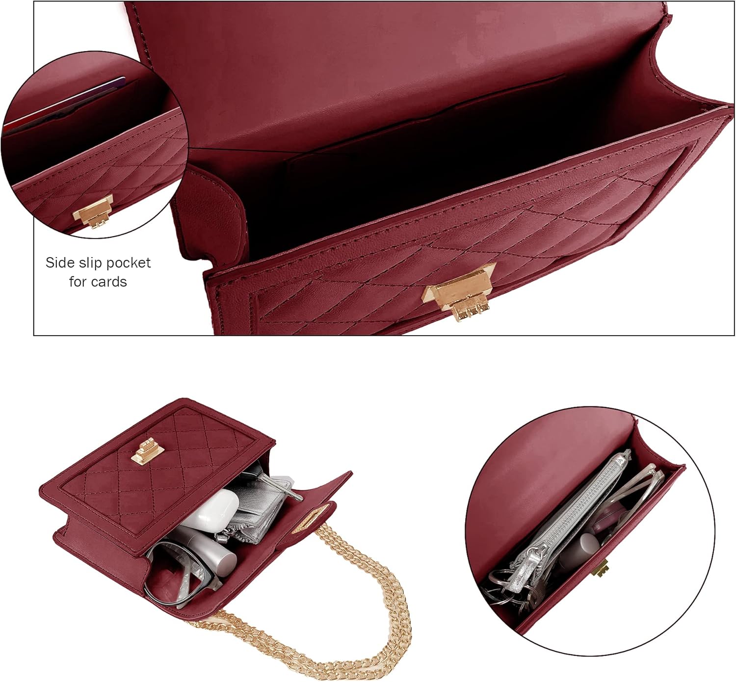 SG SUGU Small Quilted Crossbody Bag, Trendy Designer Mini Shoulder Bag, Phone Wallet Purse for Women - Image 5