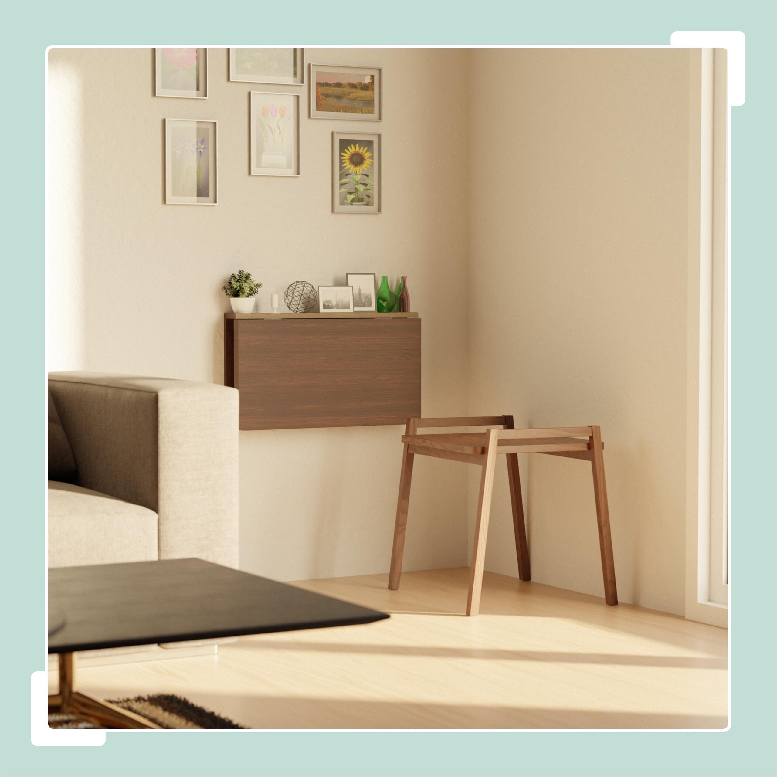 Relaxdays Tavolo a Scomparsa da Muro Cucina, Tavolino Pieghevole, Scrivania in Legno da Parete, LxP: 60x40 cm, Marrone
