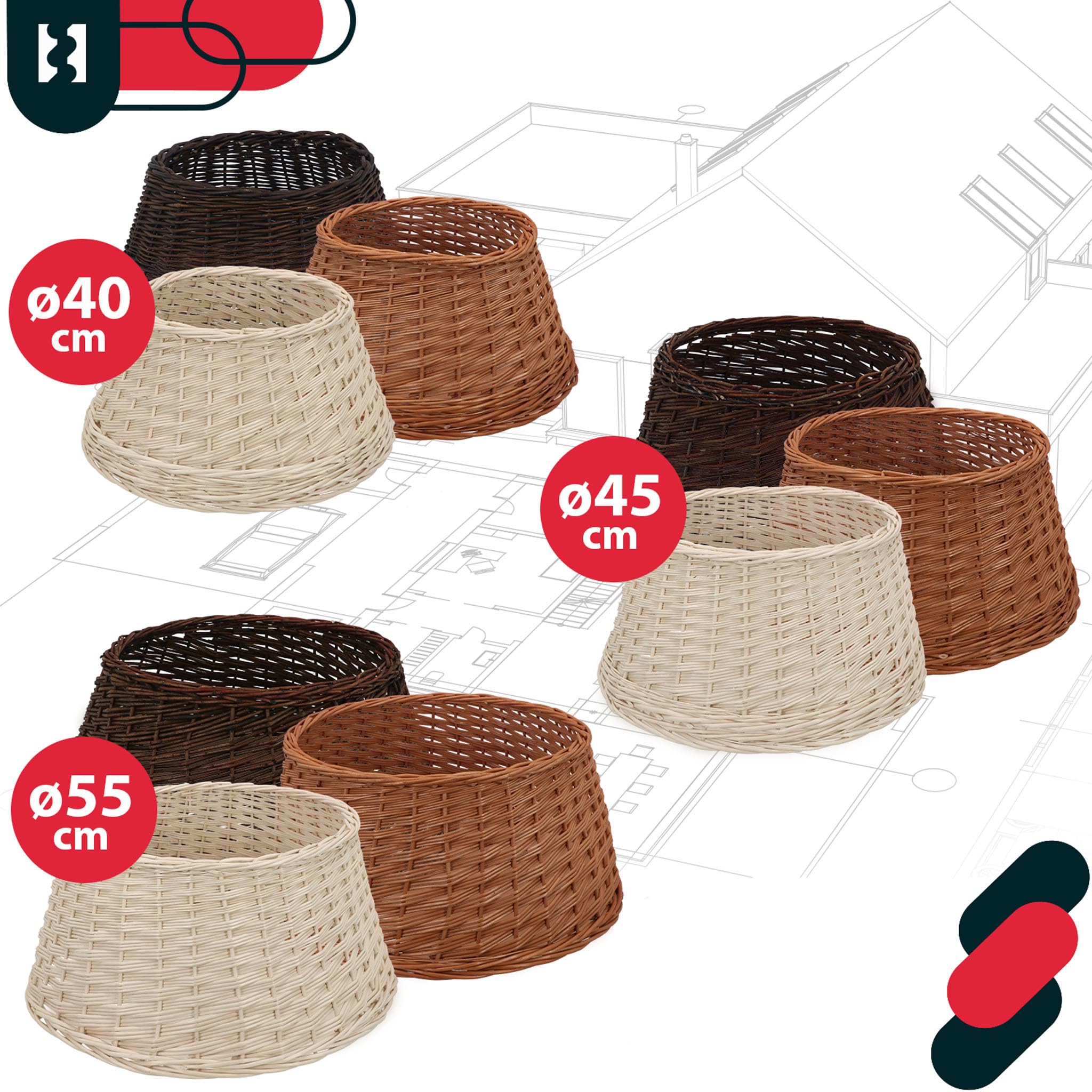 KOTARBAU® Weihnachtsbaum Rock aus Weide Ø 40 cm Weihnachtsbaumkorb Weihnachtsbaumständer Hülle Deko Tannenbaumständer Standfuß Naturfarbe Christbaumständer aus Rattan Natur