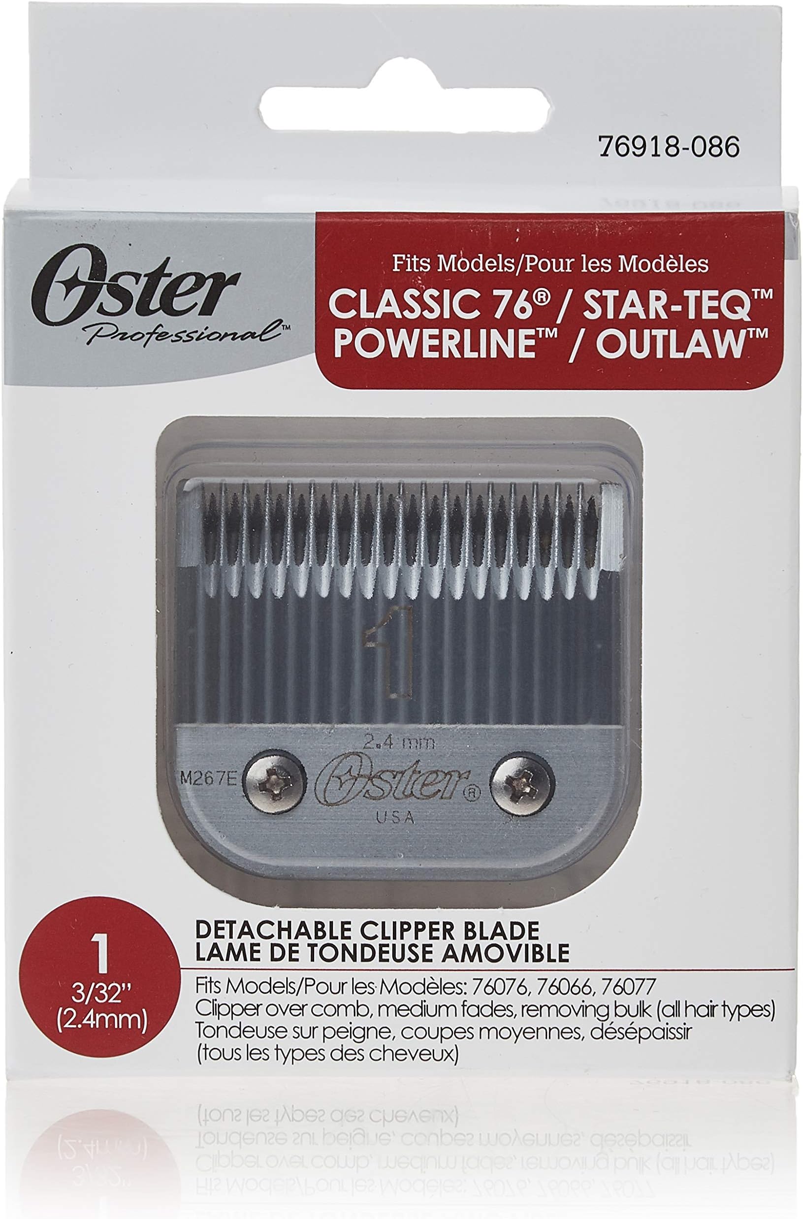 Oster Professional 76918-086 Size 1 Hair Clipper Replacement Blade 2.44 mm
