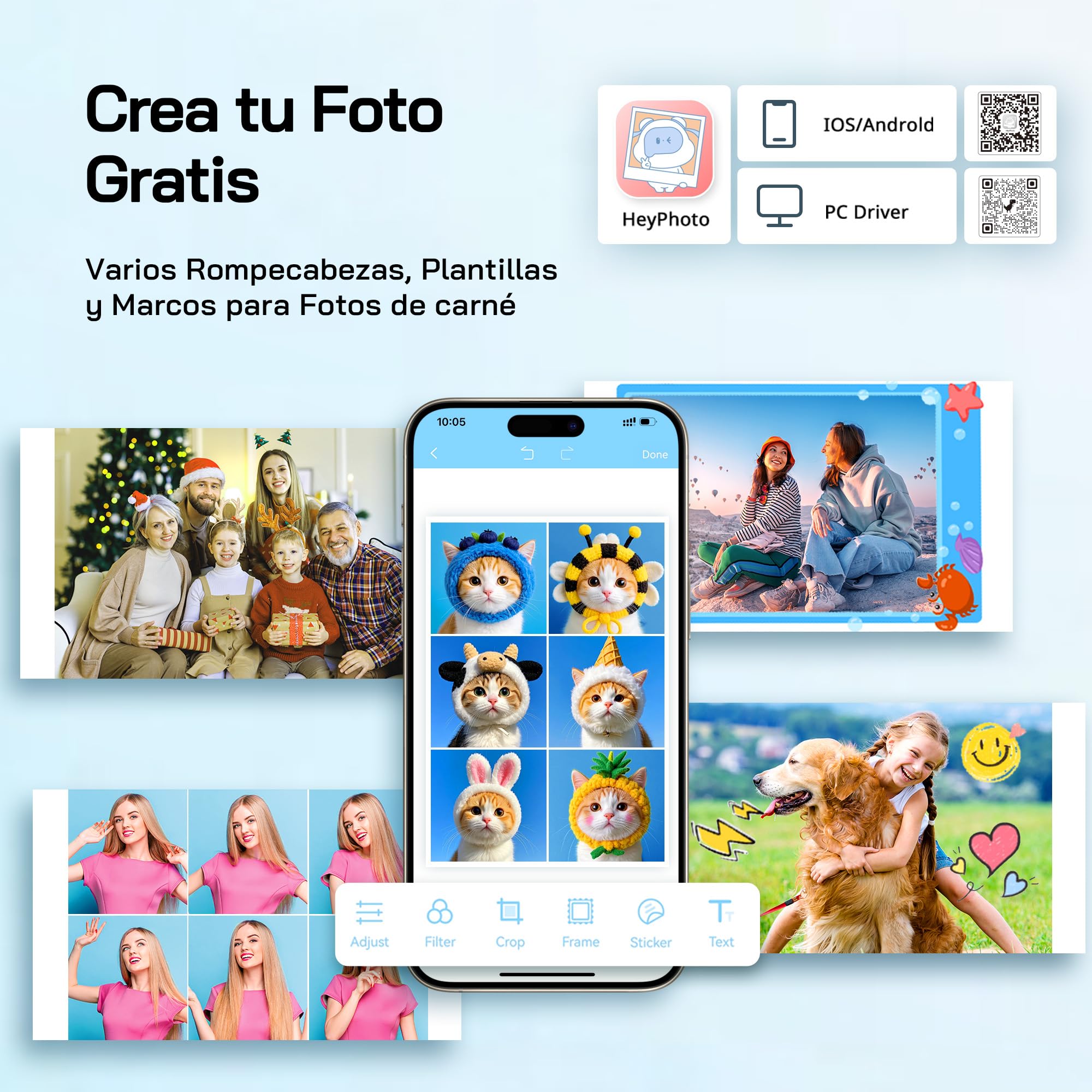 WOLFANG Impresora fotográfica instantánea de 54 Hojas (4 x 6 Pulgadas), Compatible con conexión WiFi, Aplicaciones Creativas de edición de Fotos, para Smartphones iOS/Android