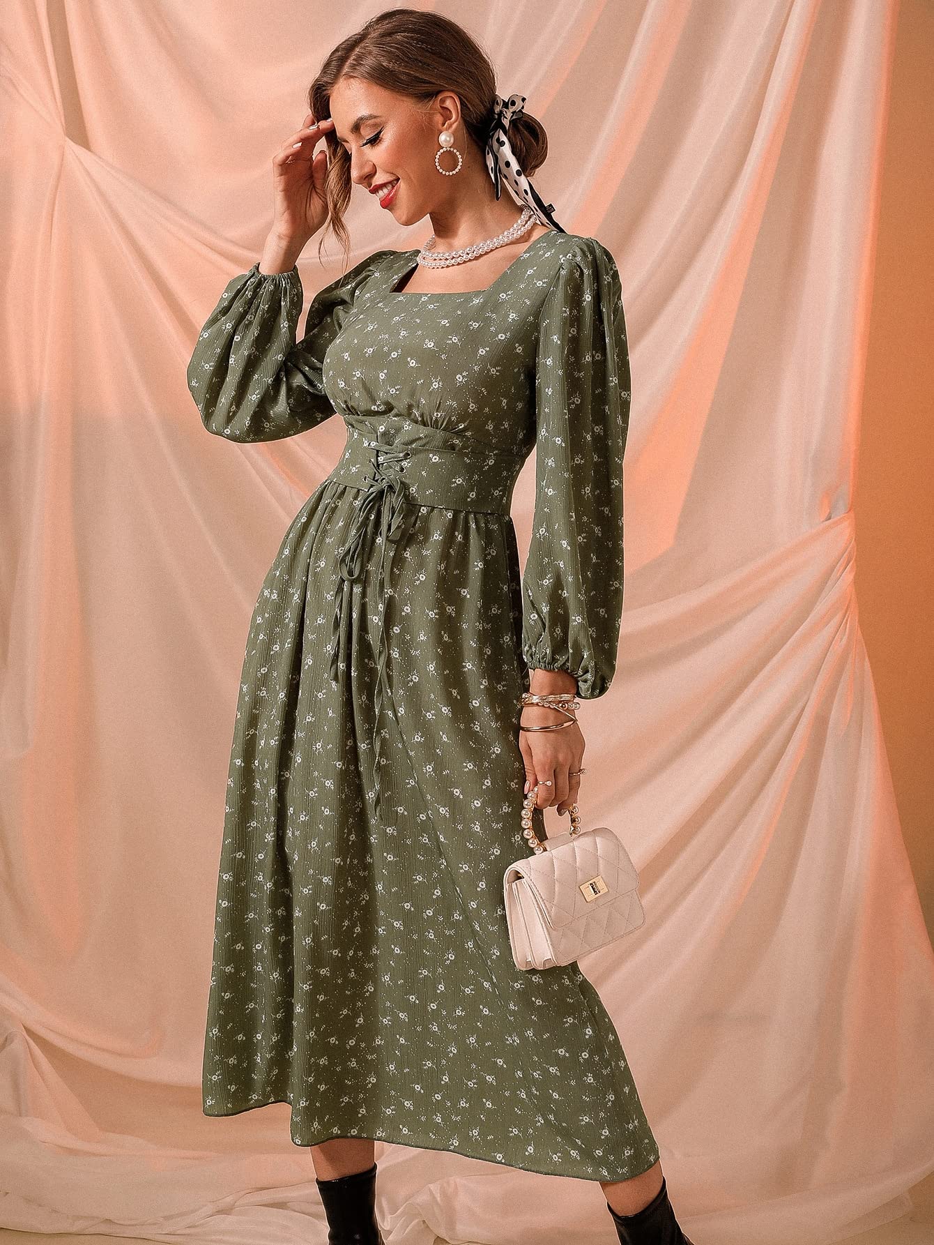 black lace high neck long sleeve draped midi dress Long Lace Formal Black Evening Dress - 4XL - Elegant Lace Detailing - Short Sleeves main image 0