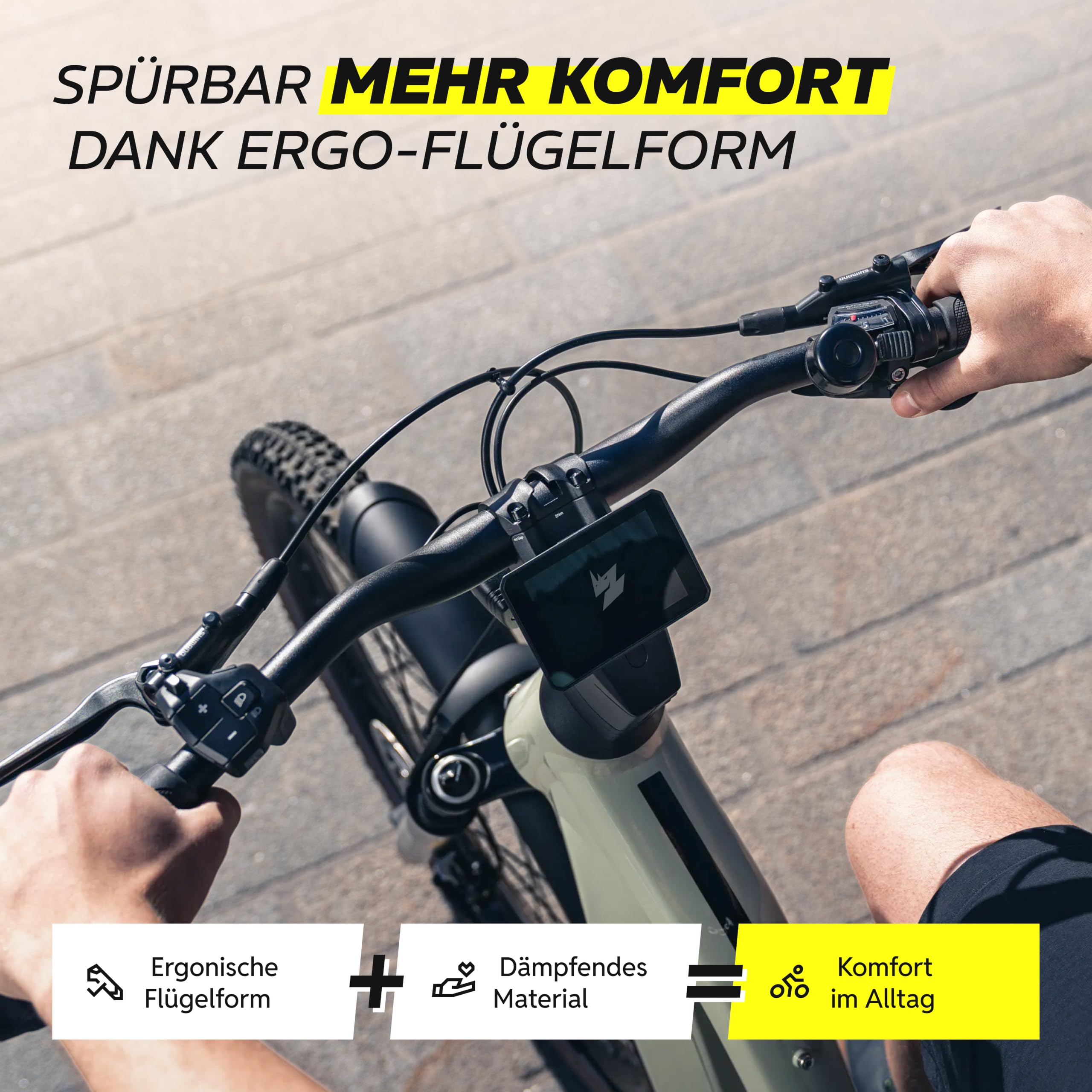 Alphatrail ZeroPlus Fahrradgriffe ergonomisch mit Flügelgriff & Handballenauflage, Lock-On Lenkergriffe 22,2 mm, 1 Paar, Ergo-Griffe für Fahrrad, E-Bike, Trekking & City
