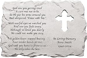 Memorial Markers - Personalized Cross Memorial Stone for Sympathy and Condolences