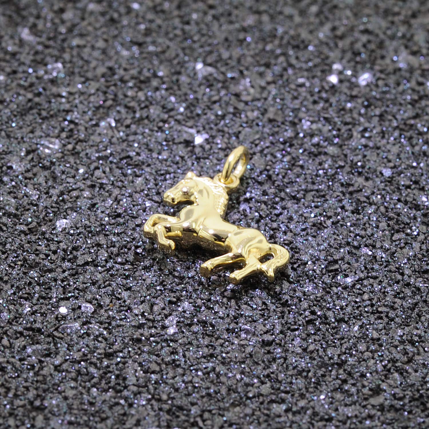 trendor Mädchen-Halskette mit Pferdchen Gold auf Silber 925 75715 | Pferde-Anhänger Kette für Kinder, Silberschmuck vergoldet, Tolle Geschenkidee