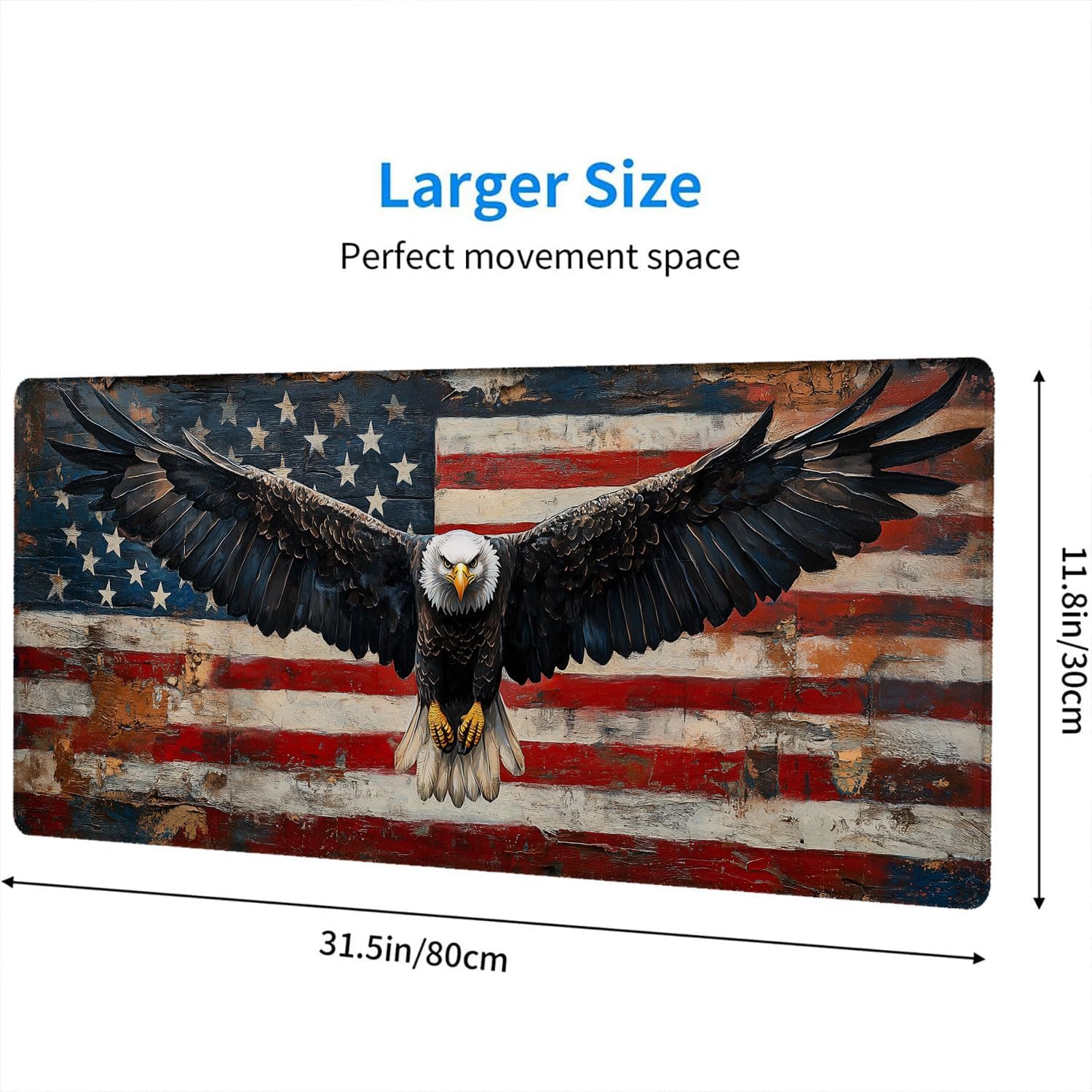 American Flag Gaming Mouse Pad Desk Pad USA Flag XL Mouse Pad Large Mousepad Extended Laptop Keyboard Mat Gaming Desk Pad Mouse Mat Office Computer Keyboard Laptop Home 31.5"x11.8" - Image 2