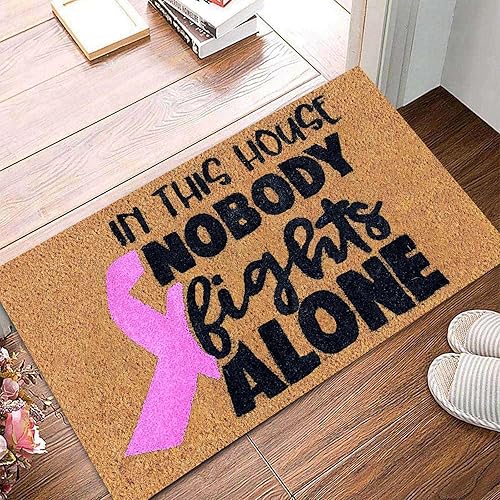 Miniatura 1 de Felpudos de 24 x 16 pulgadas, diseño de cinta rosa para concientización sobre el cáncer de mama, para mujeres, jóvenes, niñas, regalos para