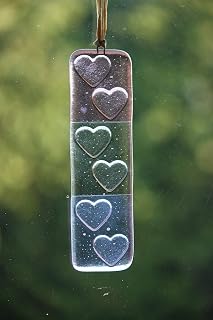 Handmade Gift Boxed Fused Glass Purple Heart Suncatcher