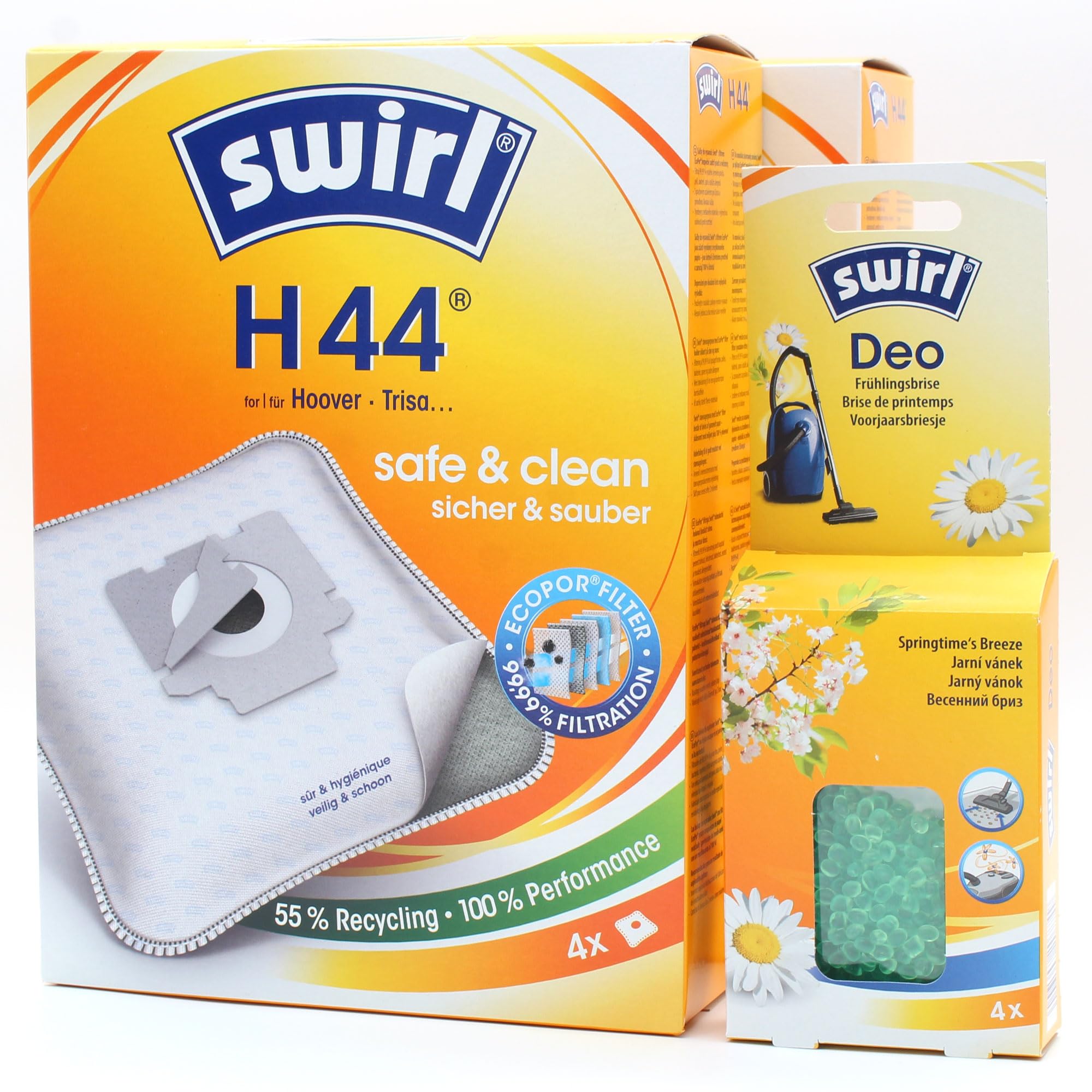 PakTrade 8 Sacchetti per aspirapolvere + Perline deodoranti Compatibile con Hoover H88, H 88, H89, H 89, H90, H 90, H91, H 91 | Compatibile con Swirl H44 - H 44 | Deodorante, Accessori, Ricambio