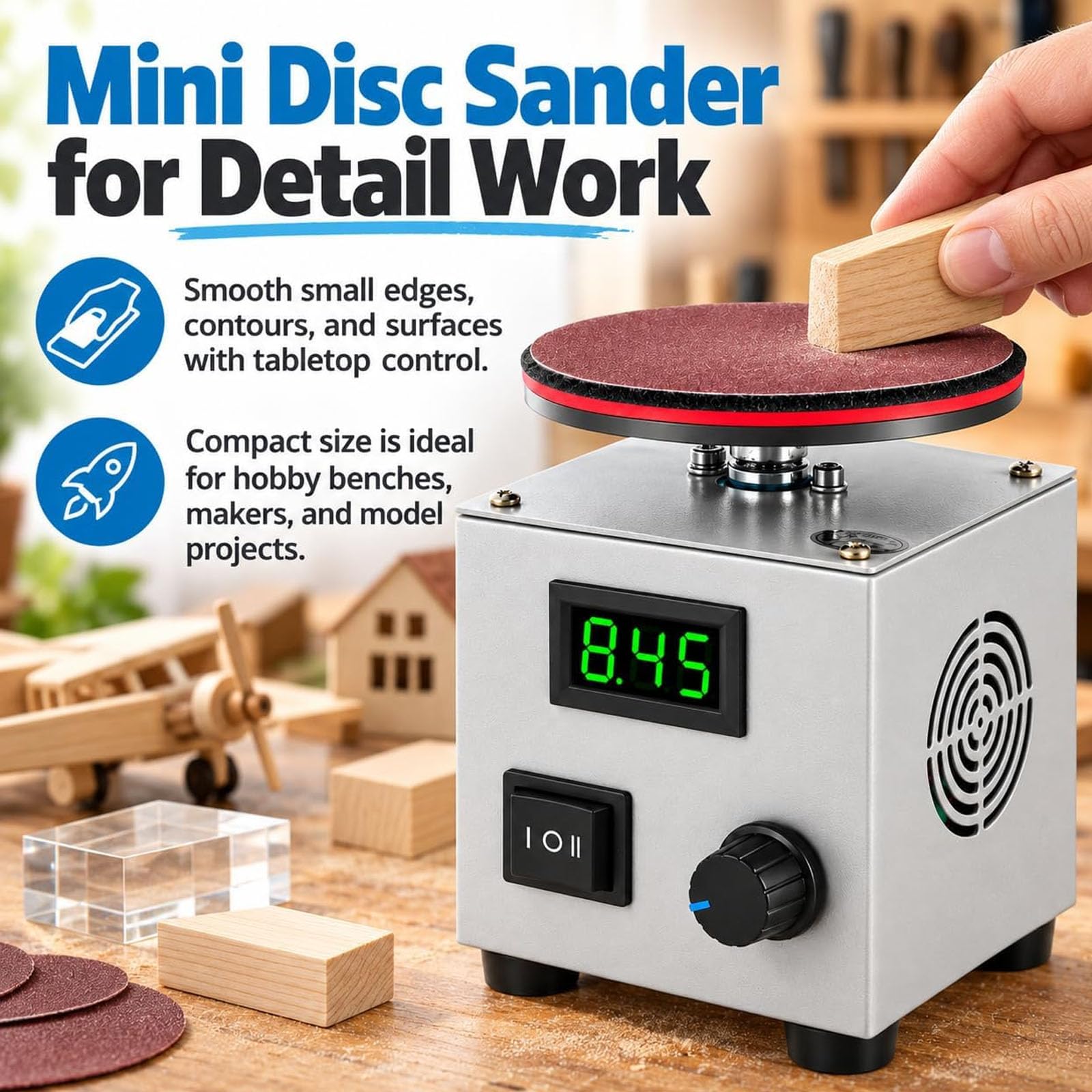Mini ponceuse à disque 4" avec plateau abrasif