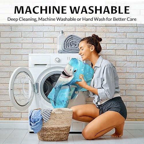 Miniatura 35 de Manta de tiburón personalizada con nombre, 30 x 40 pulgadas, lindas mantas de tiburón para niños y niñas, manta de felpa suave y mullida azul claro