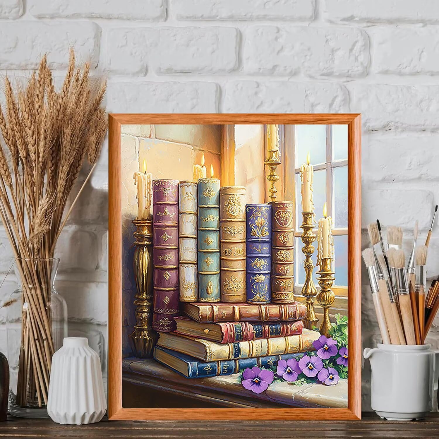 WEISHIWE Dipingere con i Numeri Adulti Libro e fiori, 60x80cm s-888