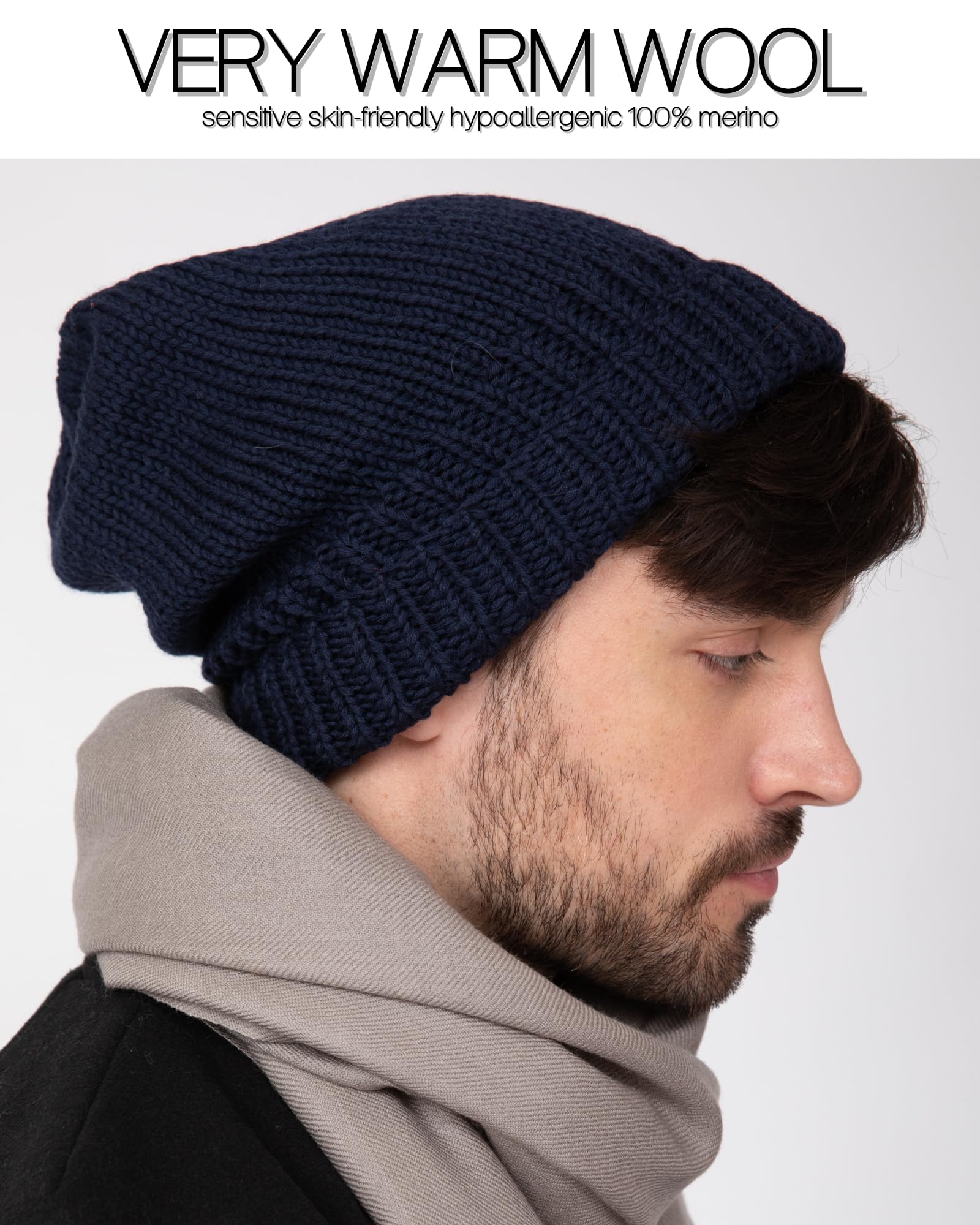 likemary Gorro para hombre – Gorro de lana merino – Regalos éticos – hecho a mano – Sombrero de lana al aire libre