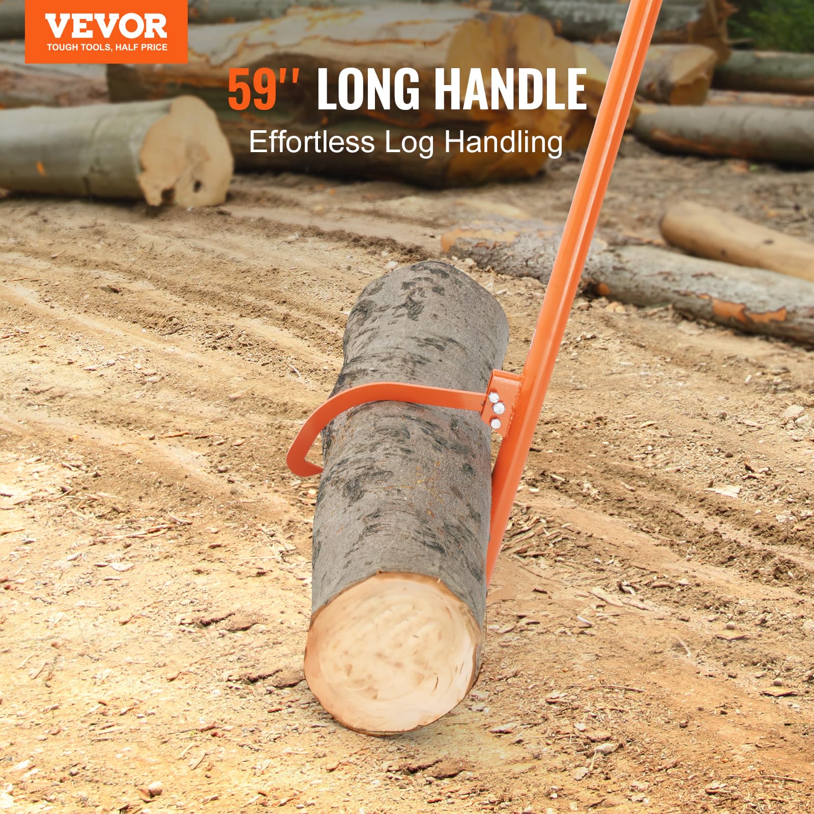 VEVOR Elevador de Troncos de Acero Resistente Mango de 1500 mm Gato para Troncos de Diámetro de hasta 32 Pulgadas Herramienta de Gancho para Troncos de Doble Función para Enrollar y Sujetar Troncos