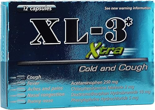 Miniatura 6 de XL-3 Xtra Cold and Cough Medicine, Medicamento antigripal de gran ayuda en el alivio de la Tos, Fiebre, Congestión Nasal, Dolor, Escurrimiento