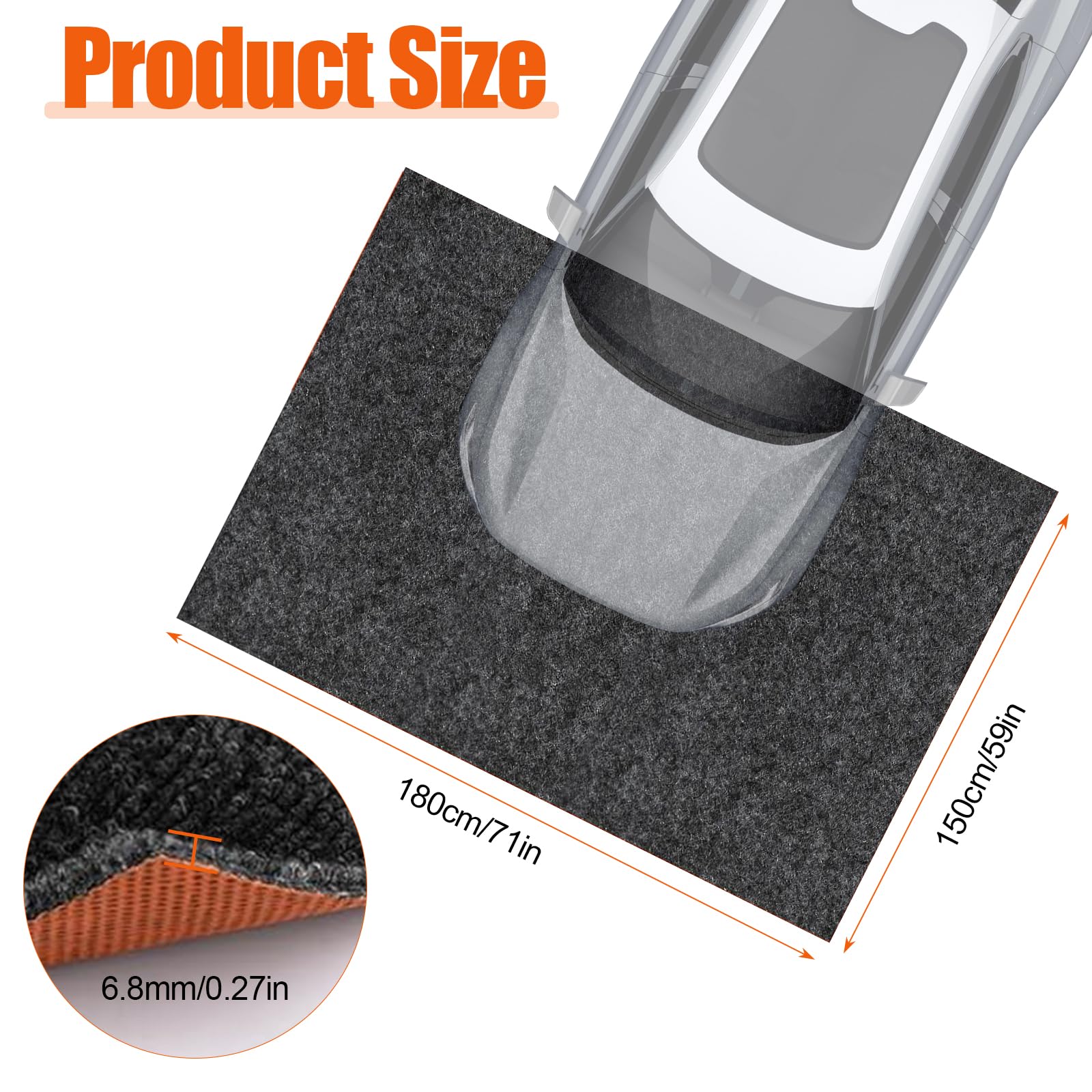 150x180cm Garagenboden Ölauffangmatte, 6.8mm öl- und wasserundurchlässige Garagenbodenmatte für unter das Auto, Wiederverwendbare, waschbare Garagen-Ölauffangmatte für Auto- und Motorradreparaturen