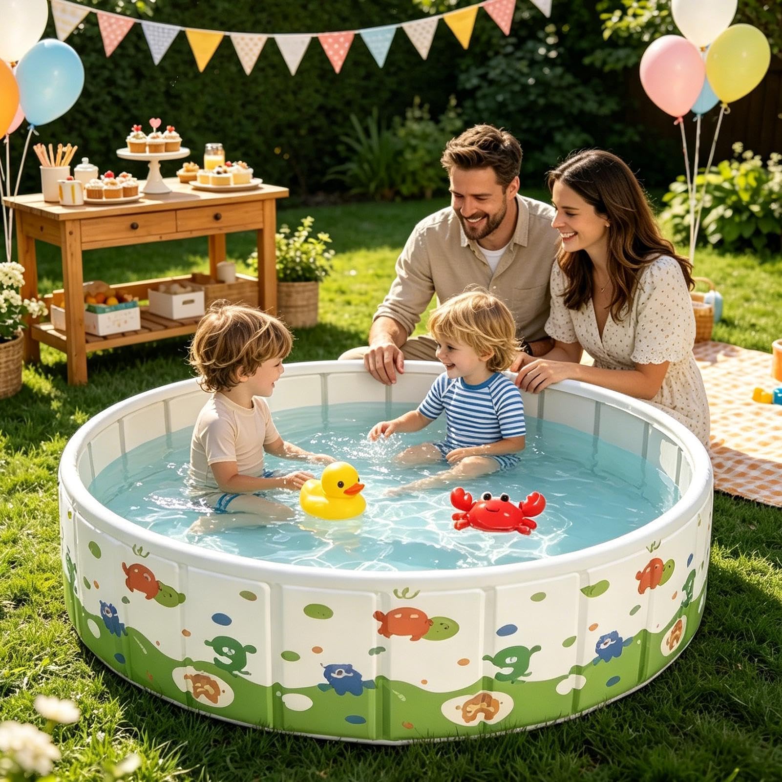 Zusammenklappbarer Pool Outdoor-Kinderspielzeug | Tragbarer Schwimmpool für und Mädchen Urlaub im Freien Garten Hinterhof am auf der Terrasse beim Camping und zu Hause