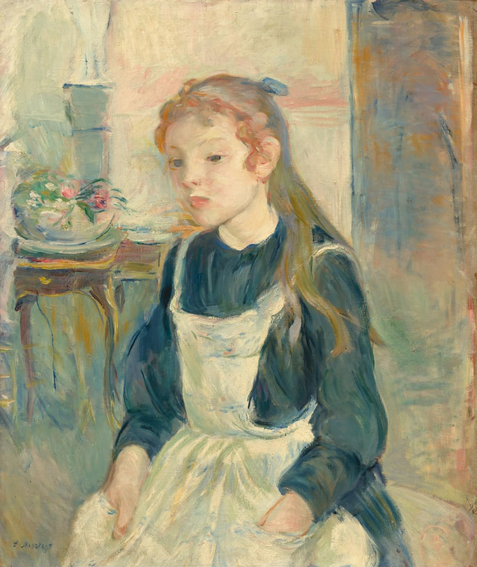 ARTXLXXBN Famous Art Print Poster Vintage Wall Art Young Girl with an Apron by Berthe Morisot Canvas Art Poster for Home Decor 60x90cm